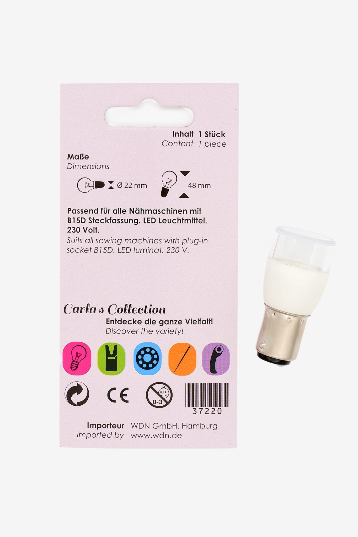 Carlas Collection Nähmaschinenlampe Steckfassung B15D - Make ma!