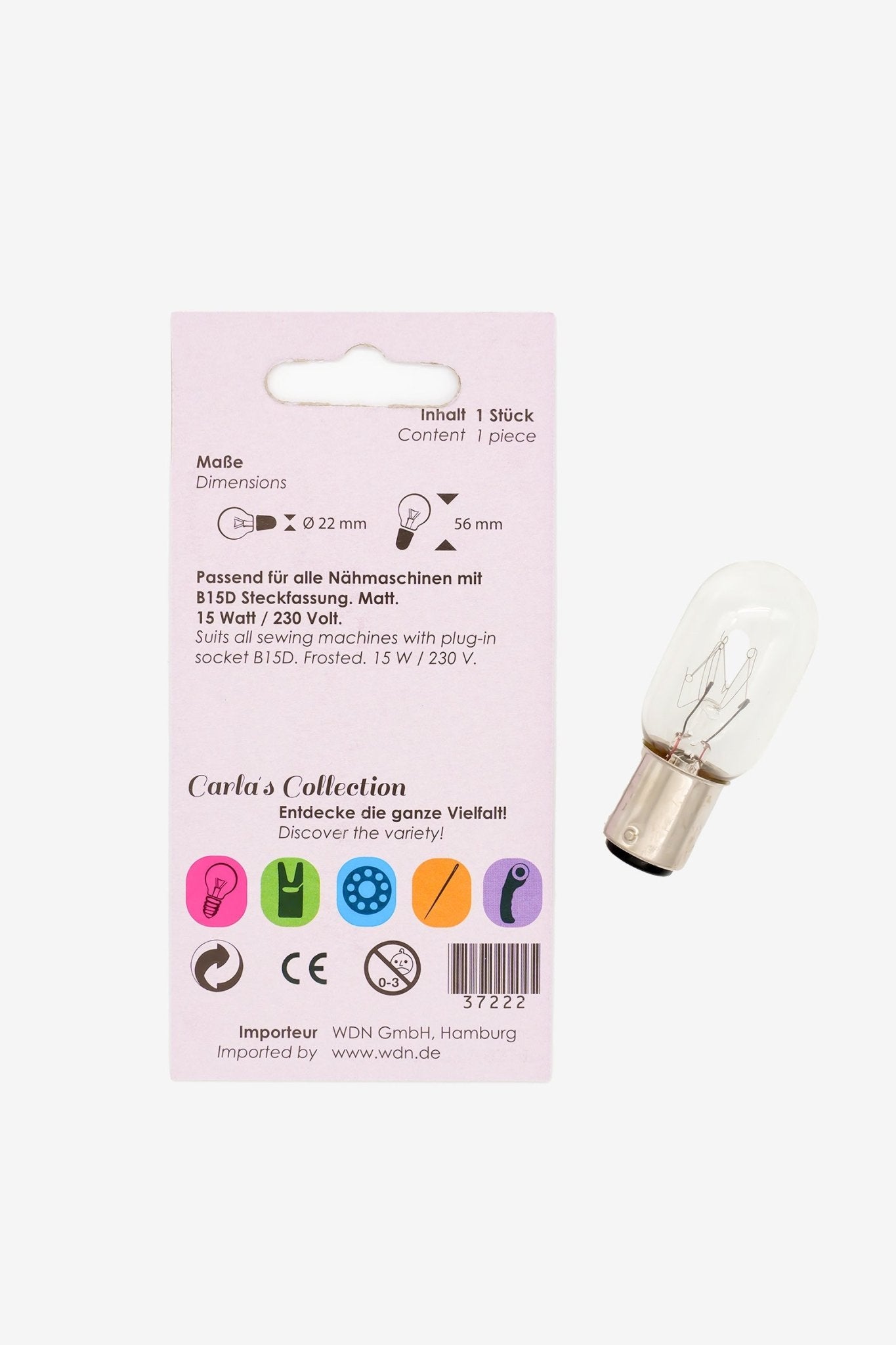 Carlas Collection Nähmaschinenlampe Steckfassung B15D - Make ma!