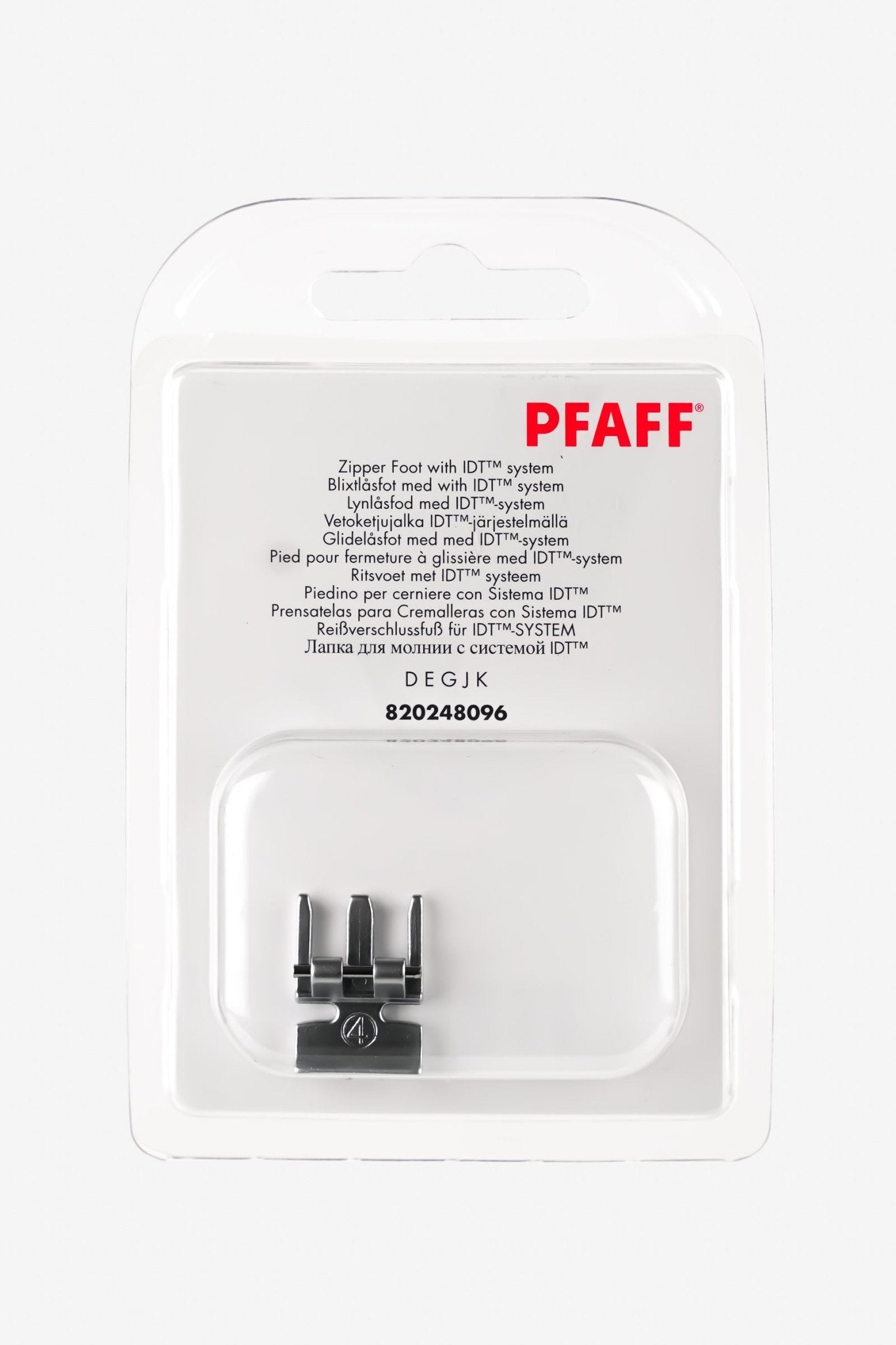 PFAFF Reißverschlussfuß für IDT-System J K L - Make ma!