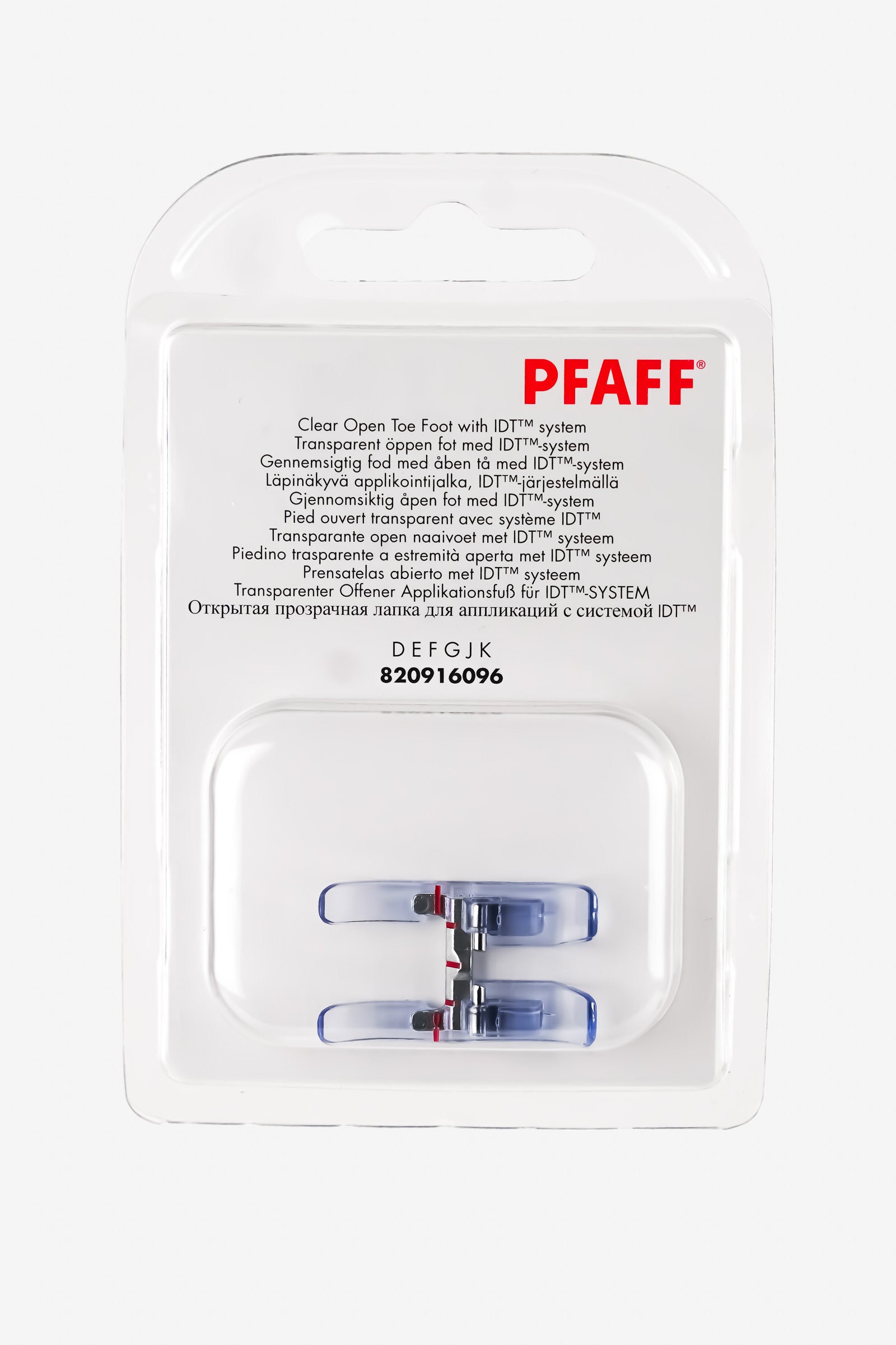 PFAFF Transparenter Offener Applikationsfuß für IDT-System (JKL)