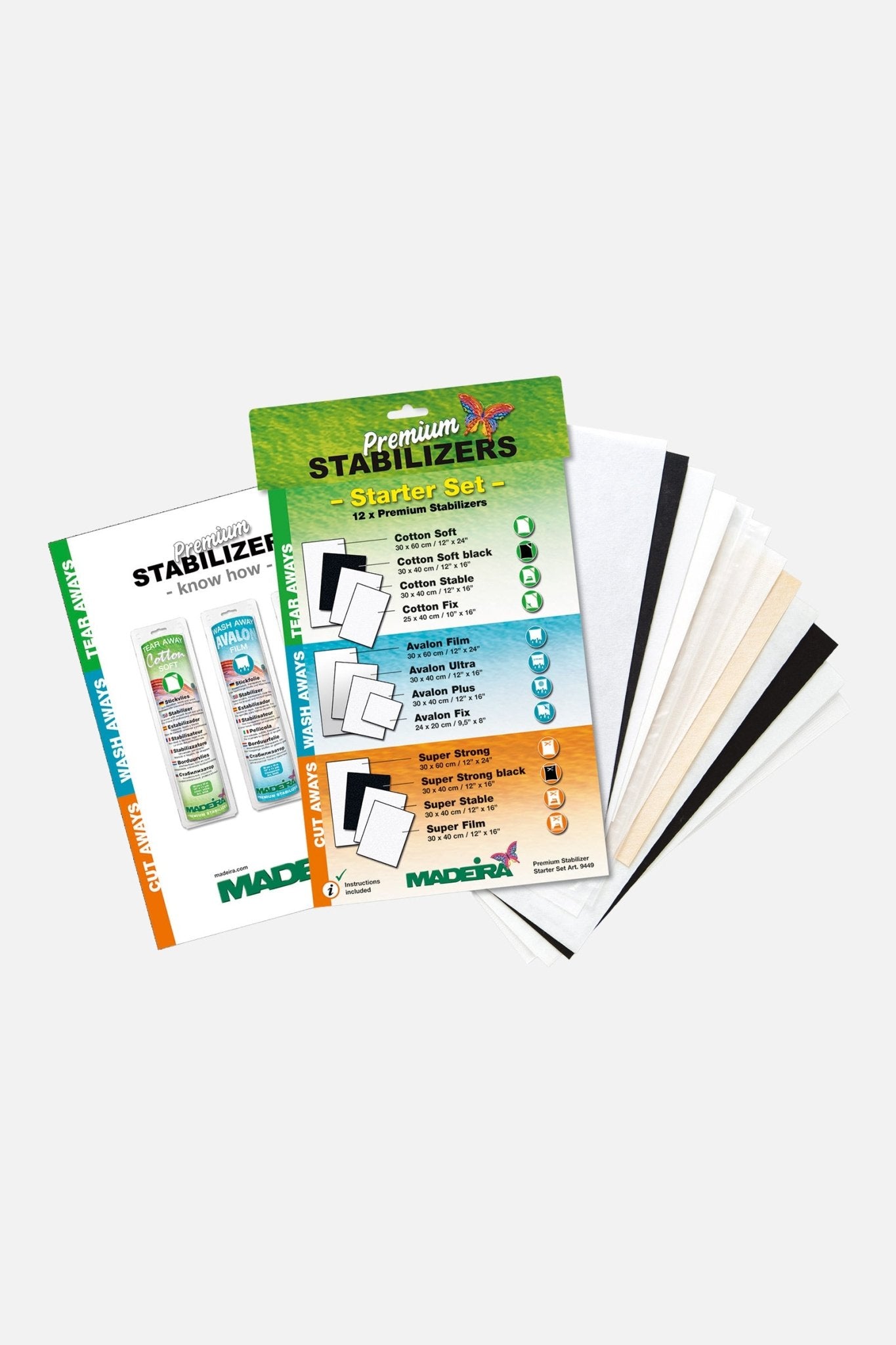 Madeira Premium Stabilizer Starter Set – 12 hochwertige Vlies‑Proben - Make ma!