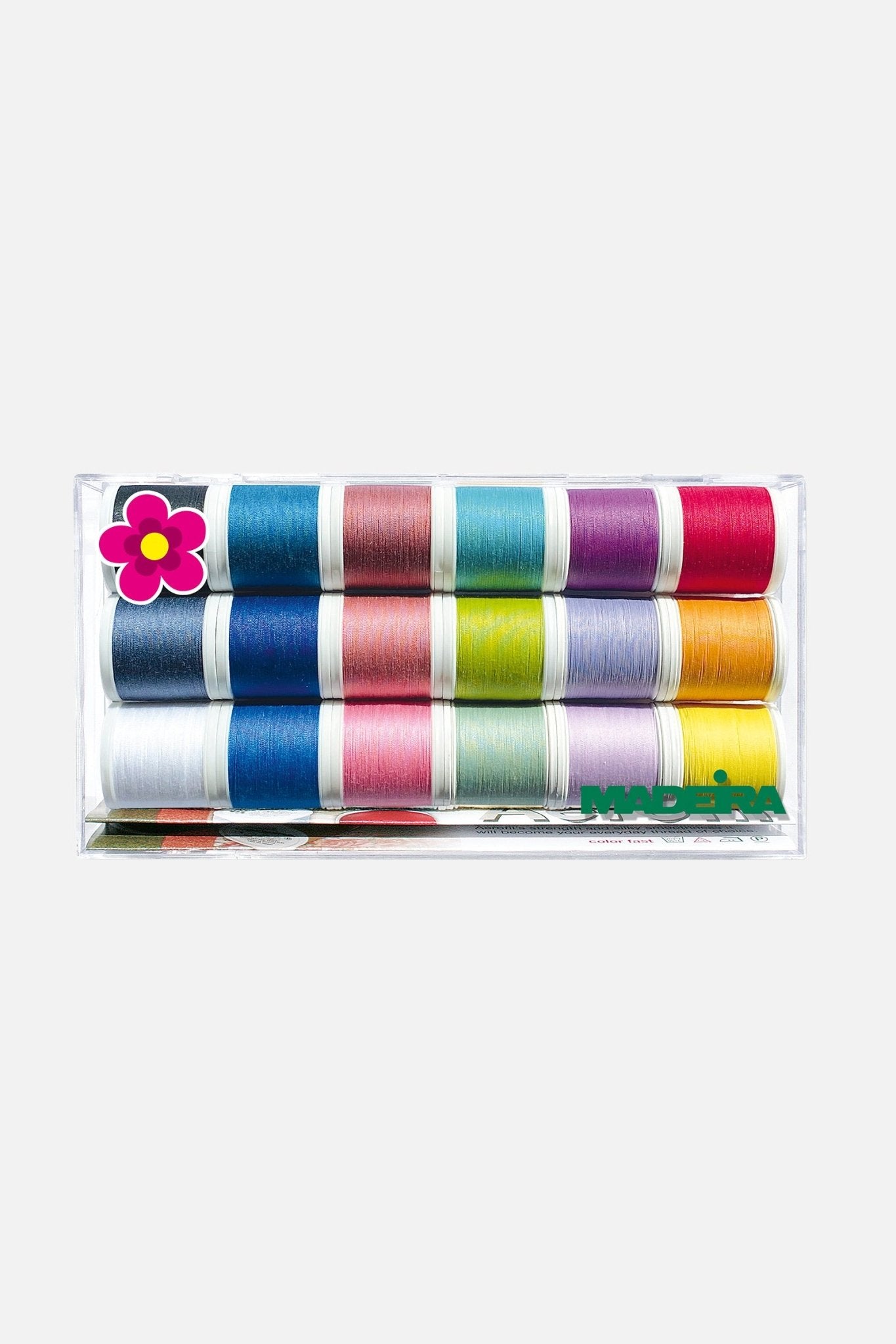 Madeira Aerofil 120 Clear Box – 18×400 m bunte Polyester-Corespun-Garn - Make ma!
