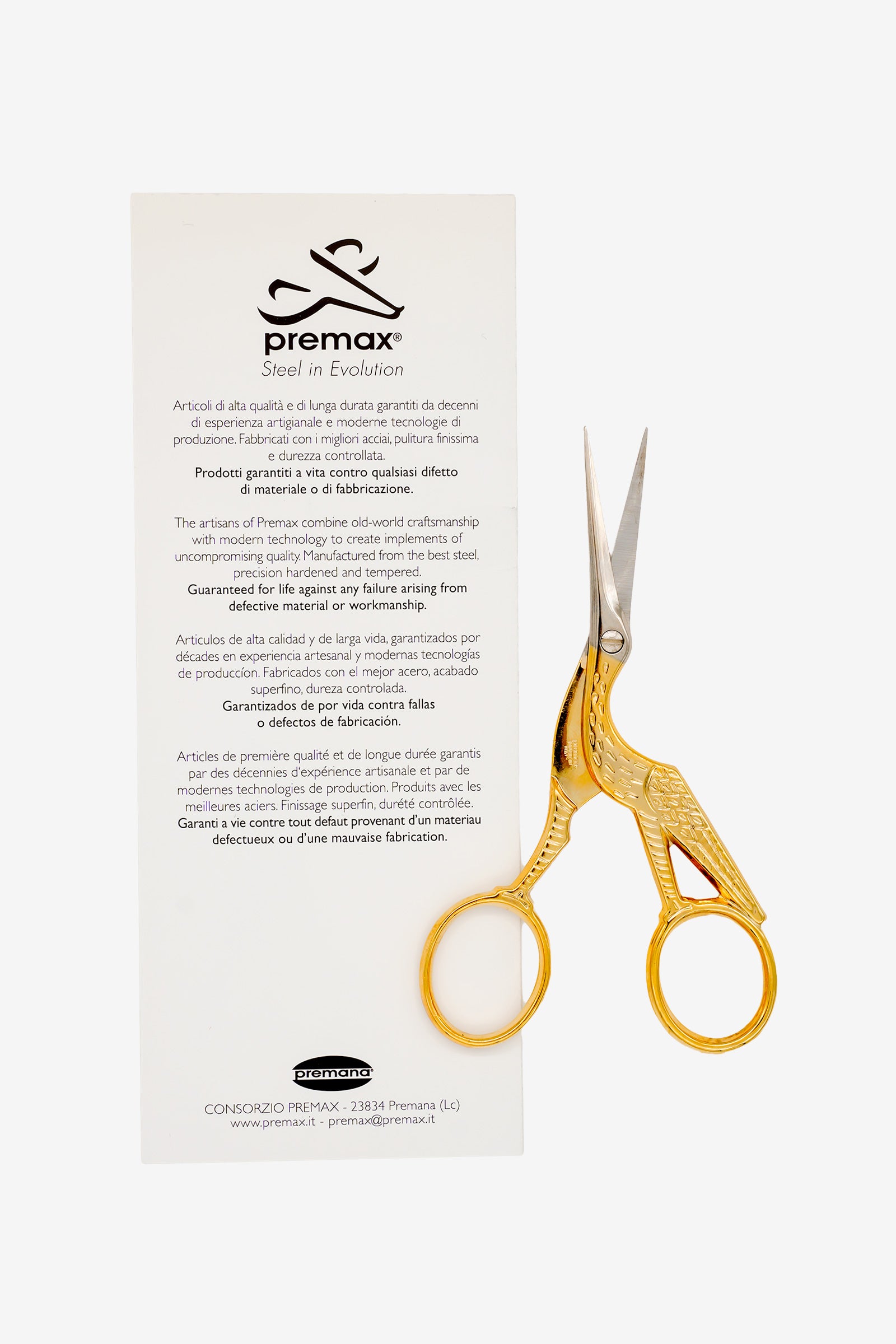 Premax goldene Stickschere Storch OmniaLine