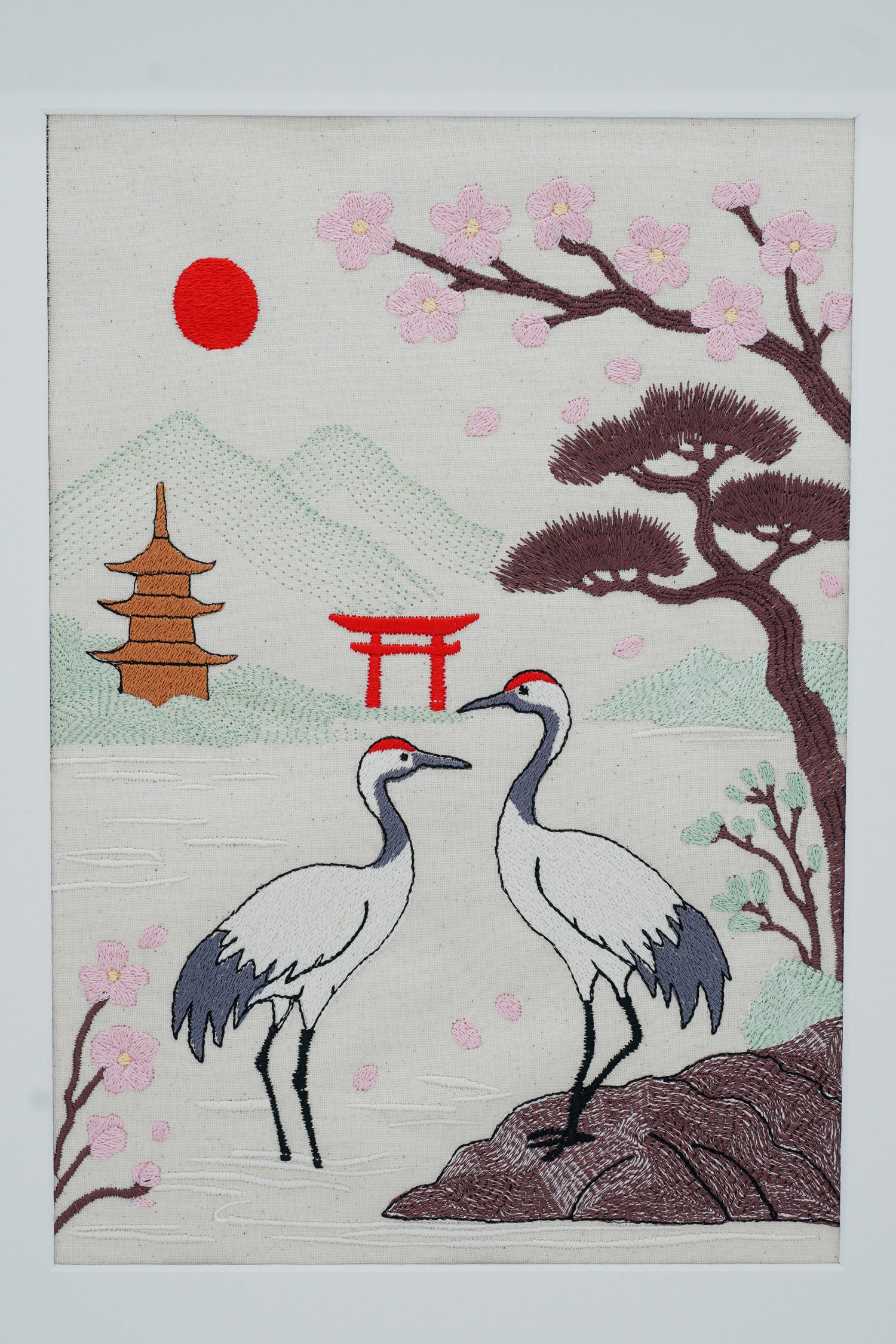 Stickdatei Japan Störche