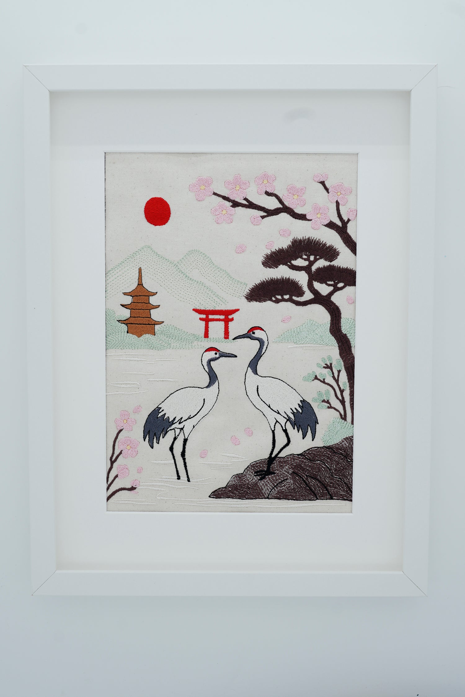 Stickdatei Japan Störche