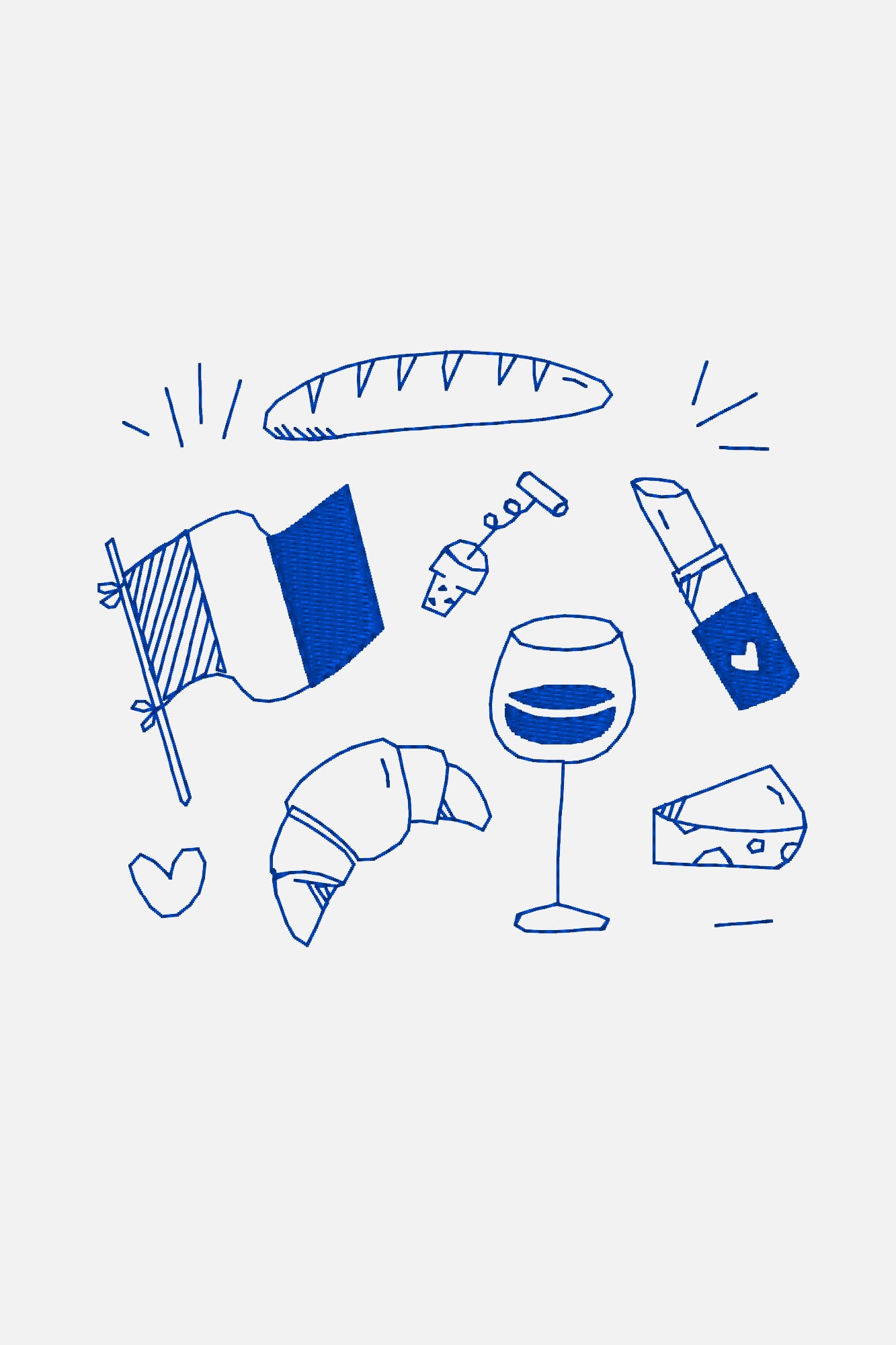 Doodle Stickdateien Frankreich Urlaub