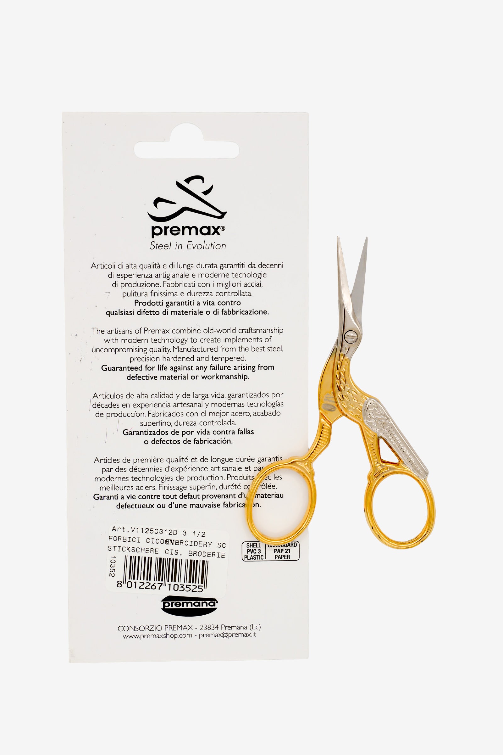 Primax Stickschere Storch (gold/farbig) OptimaLine