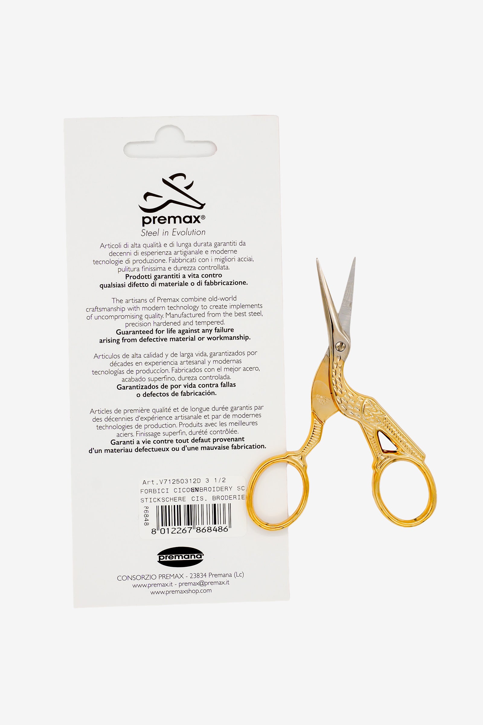 Premax goldene Stickschere Storch OmniaLine