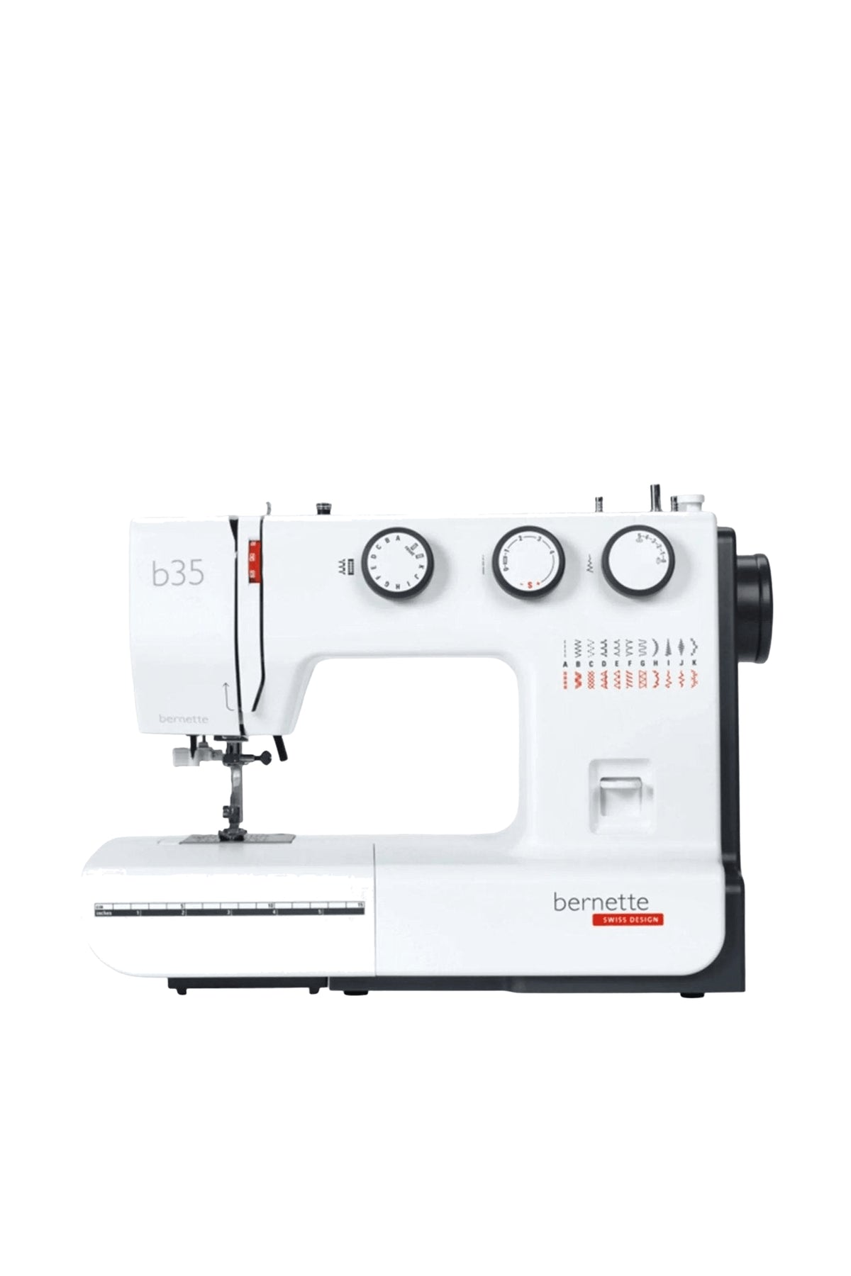 bernette b35 sewing machine in a straight front view, isolated without a ground shadow