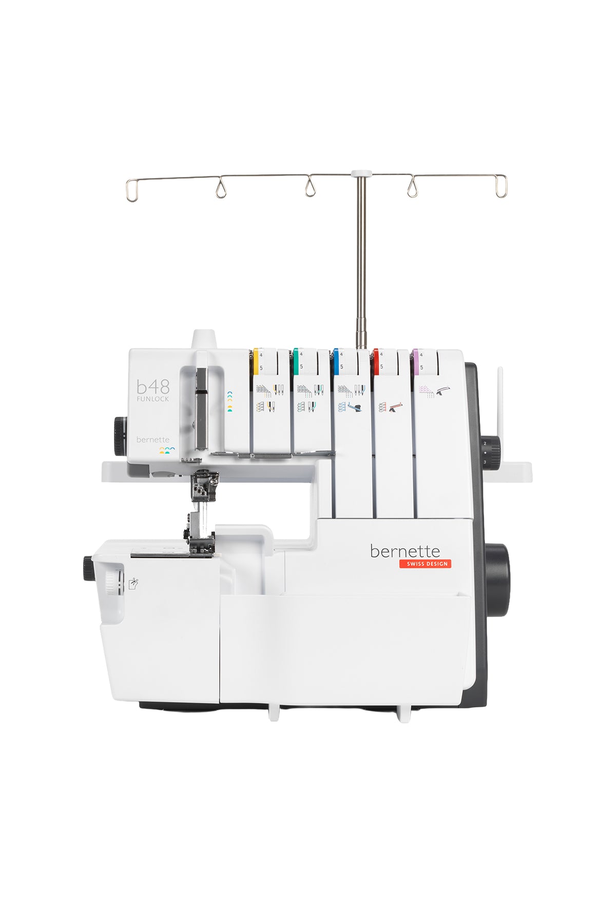 bernette b48 FUNLOCK Overlock/Coverstitch Combo, straight front view, cropped without a floor shadow