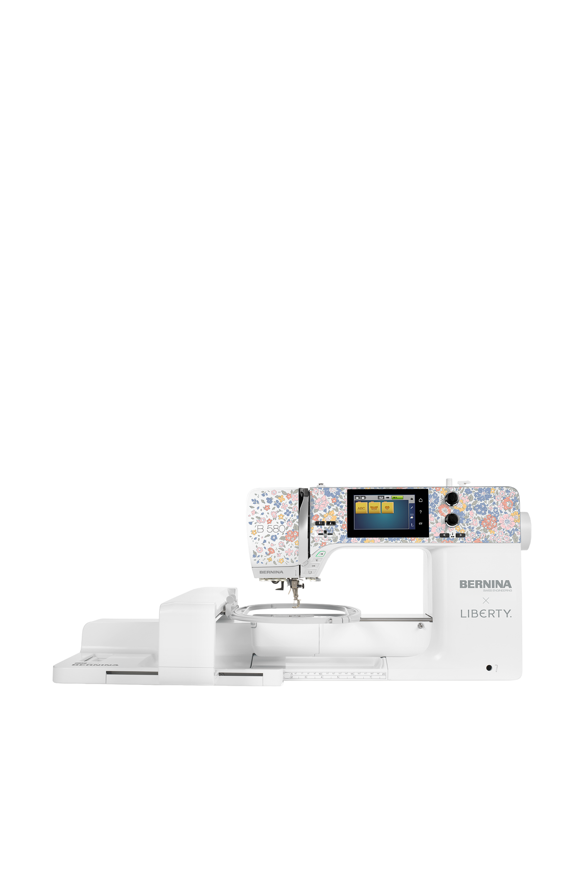 BERNINA B 580 LIBERTY Edition inkl. Stickmodul M (SDT) Näh- & Stickmaschine in gerader Frontansicht ohne Bodenschatten