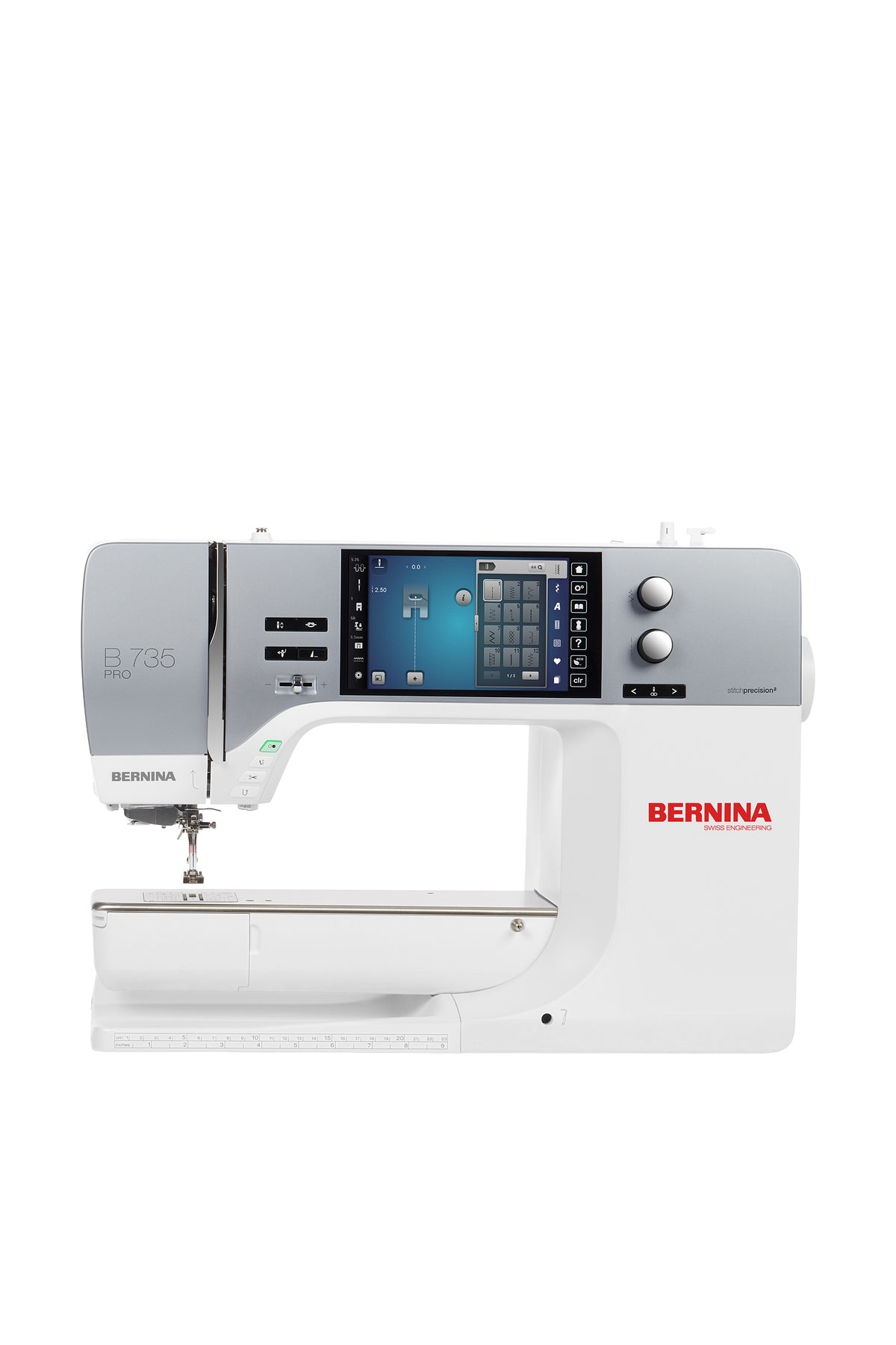 BERNINA B735 PRO Nähmaschine in gerader Frontansicht ohne Bodenschatten