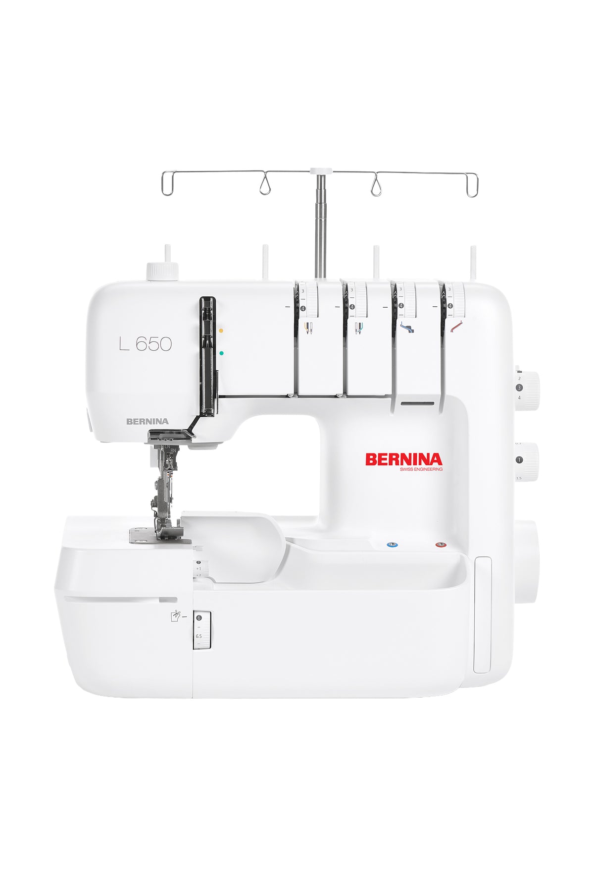 BERNINA L 650 Overlock in a straight front view, isolated without a ground shadow