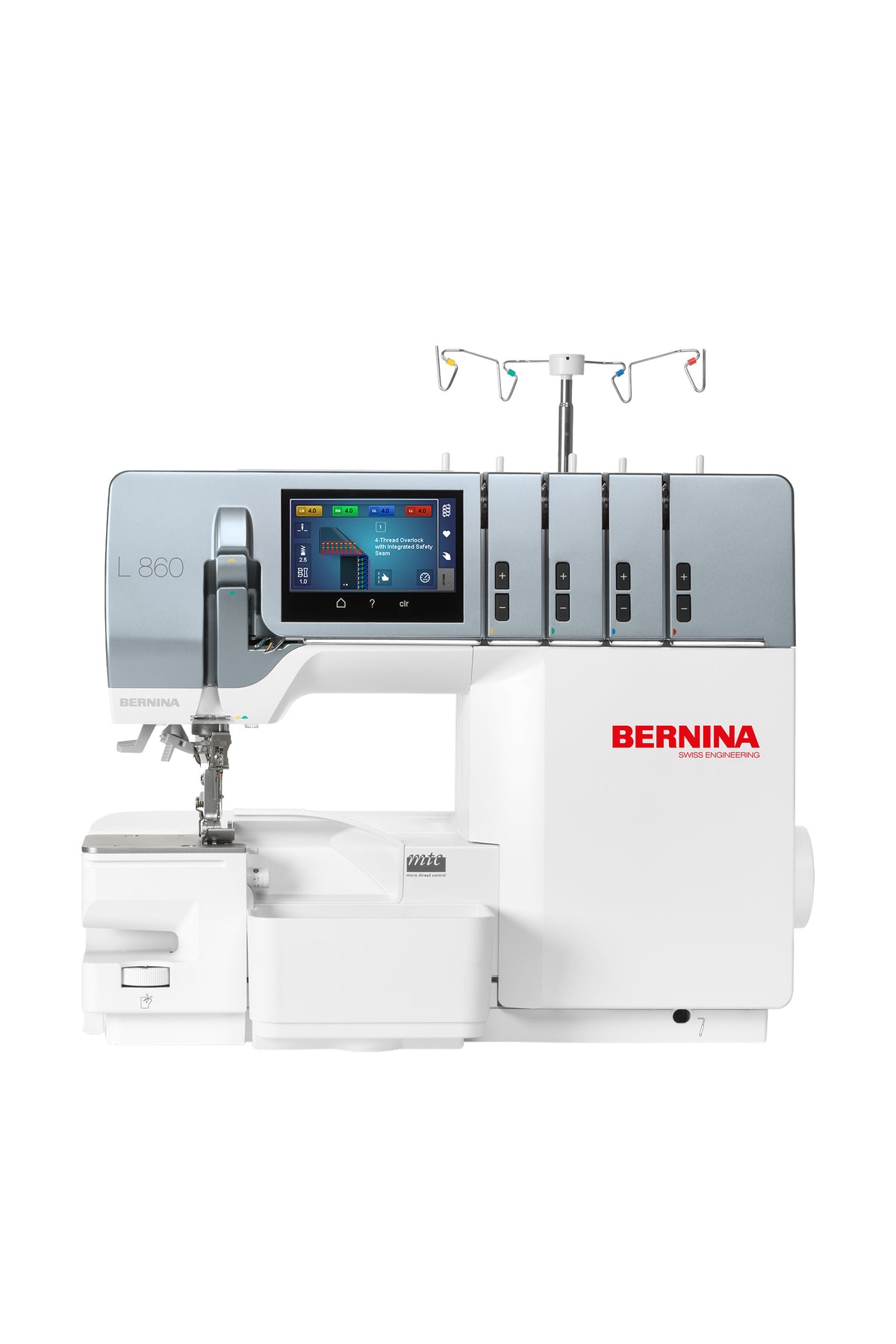 BERNINA L 860 Overlock in a straight front view, isolated without a ground shadow