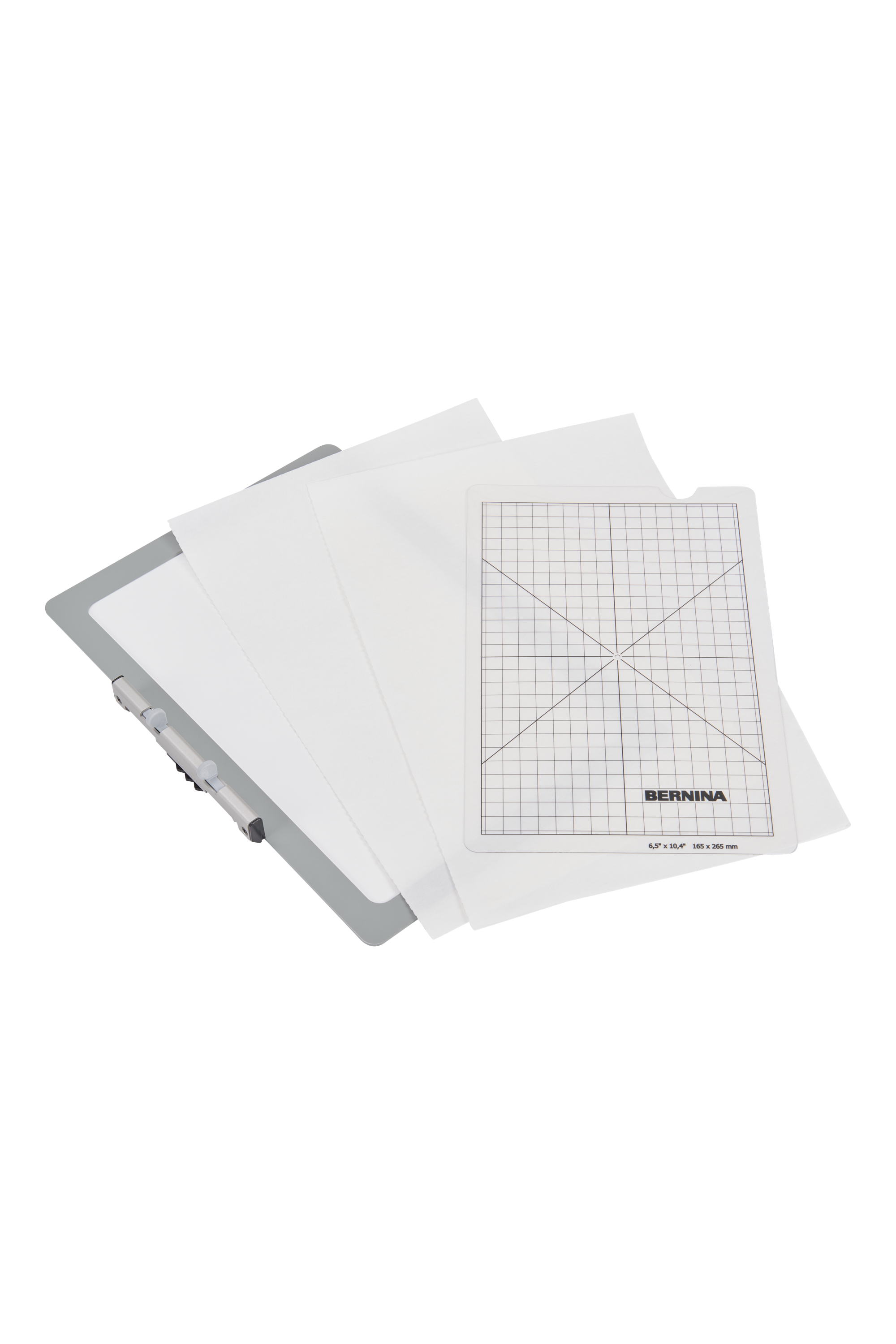 BERNINA Mittlerer Haft-Stickrahmen 265 × 165 mm mit Haftvlies und Stickschablone im Lieferumfang.