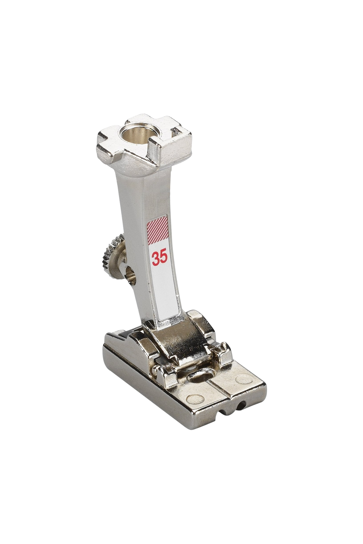 BERNINA Fuß #35 für nahtverdeckte Reißverschlüsse in vollständiger Produktansicht, in Adobe Photoshop freigestellt ohne Schatten