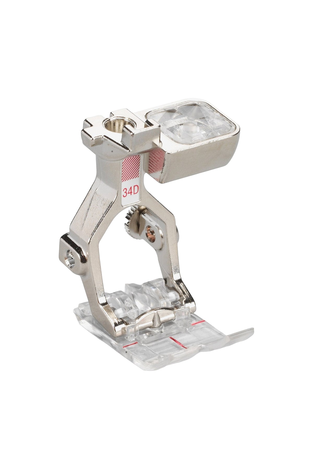 BERNINA Pied de transport avec semelle transparente #34D en vue complète du produit, détouré dans Adobe Photoshop sans ombre