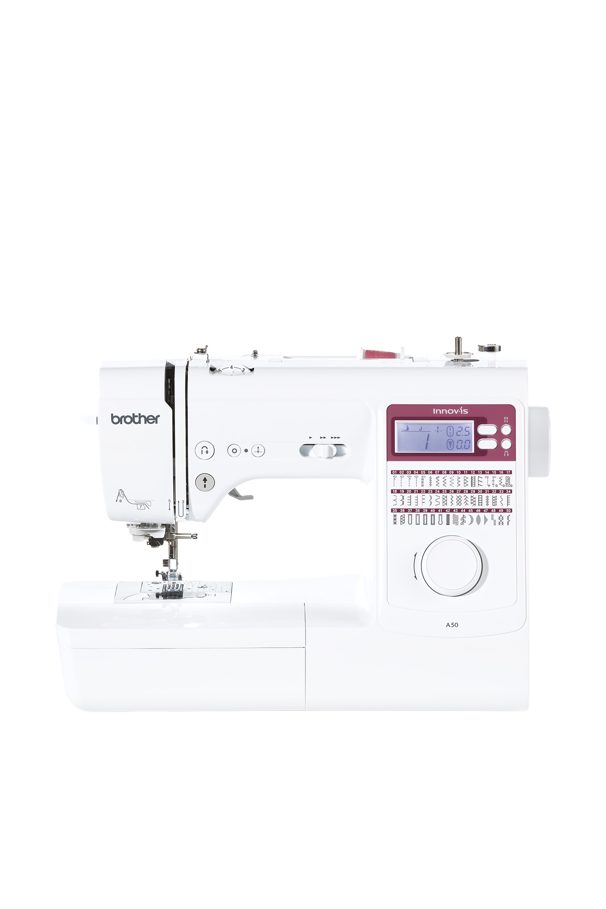 Brother Innov-is A50 Nähmaschine in gerader Frontansicht ohne Bodenschatten