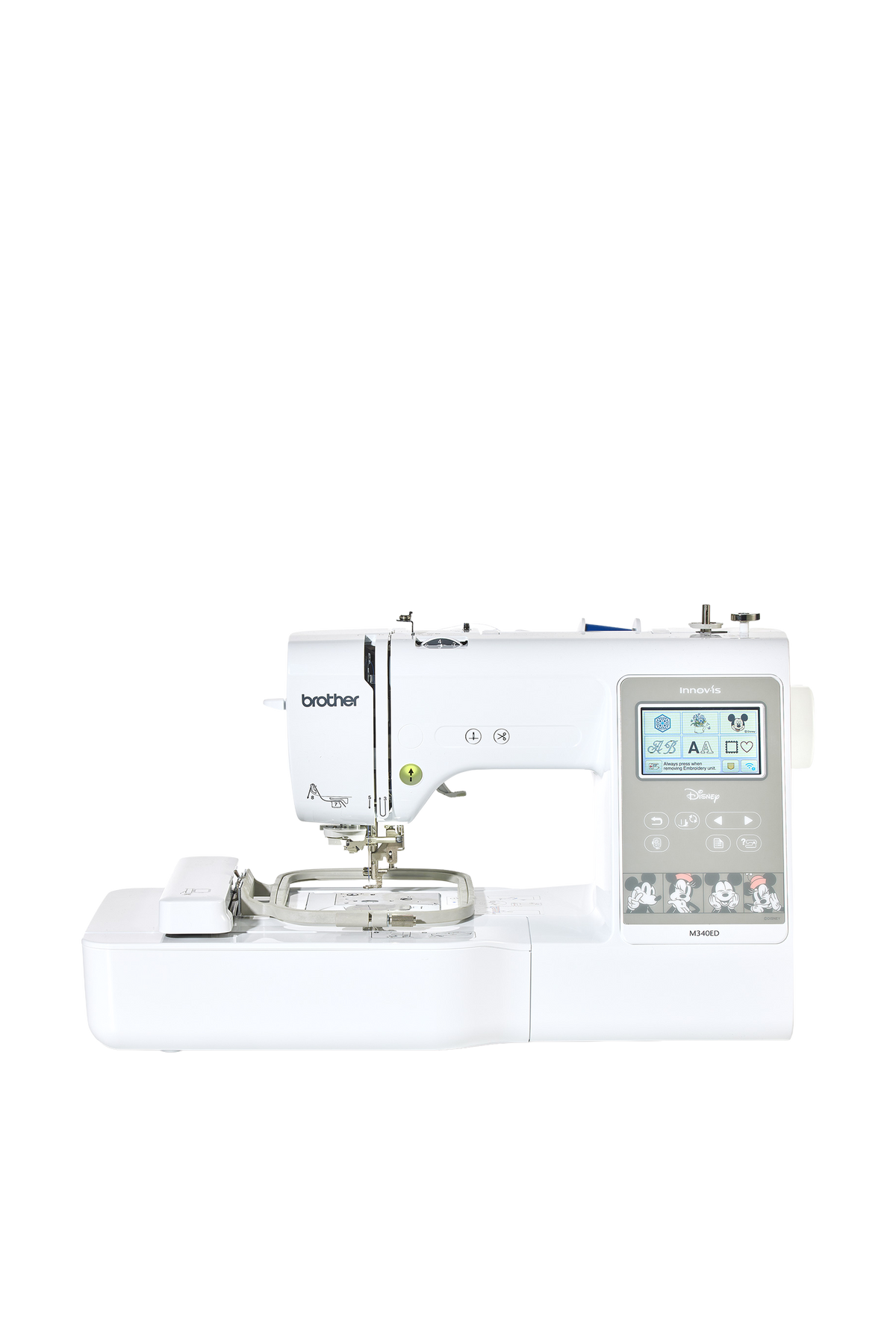 Brother Innov-is M340ED Stickmaschine in gerader Frontansicht ohne Bodenschatten
