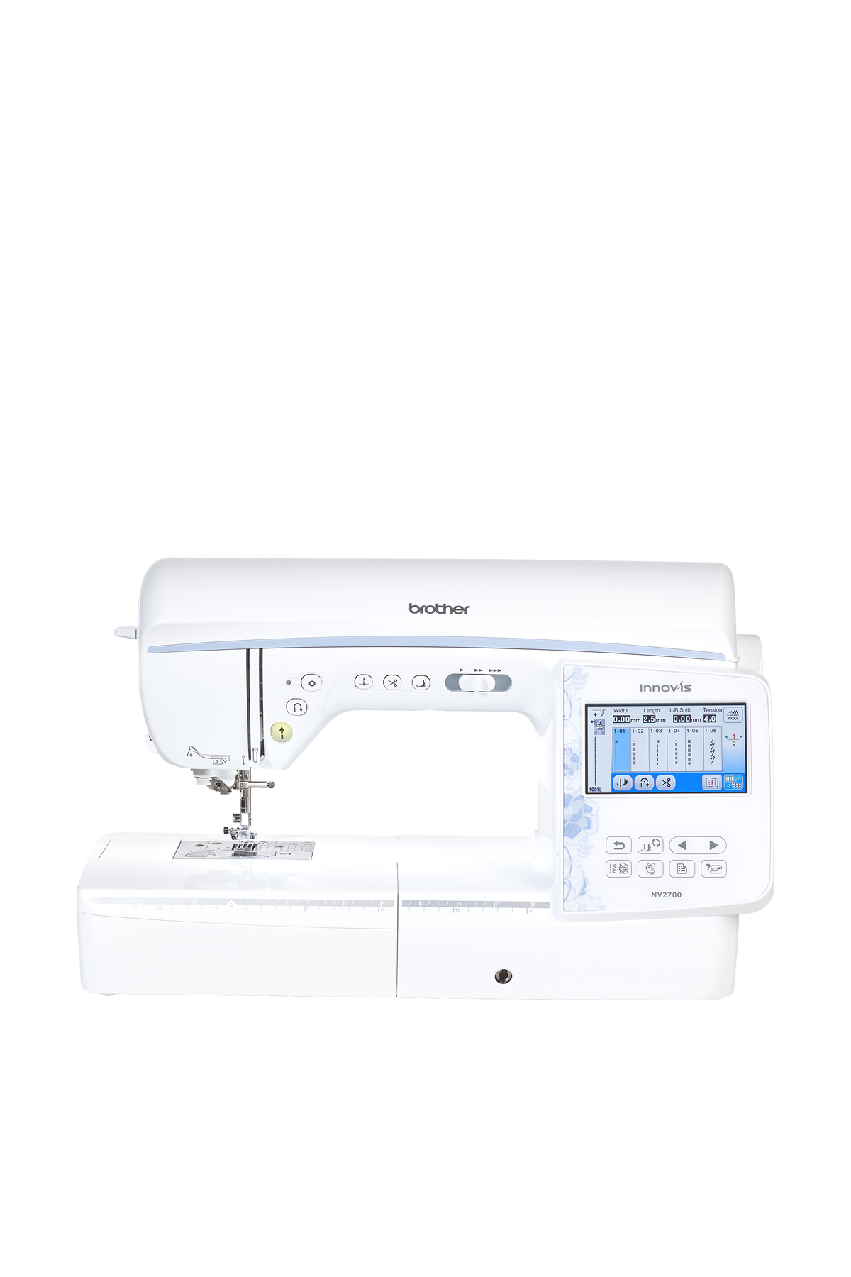 Brother Innov-is NV2700 Näh- & Stickmaschine in gerader Frontansicht ohne Bodenschatten