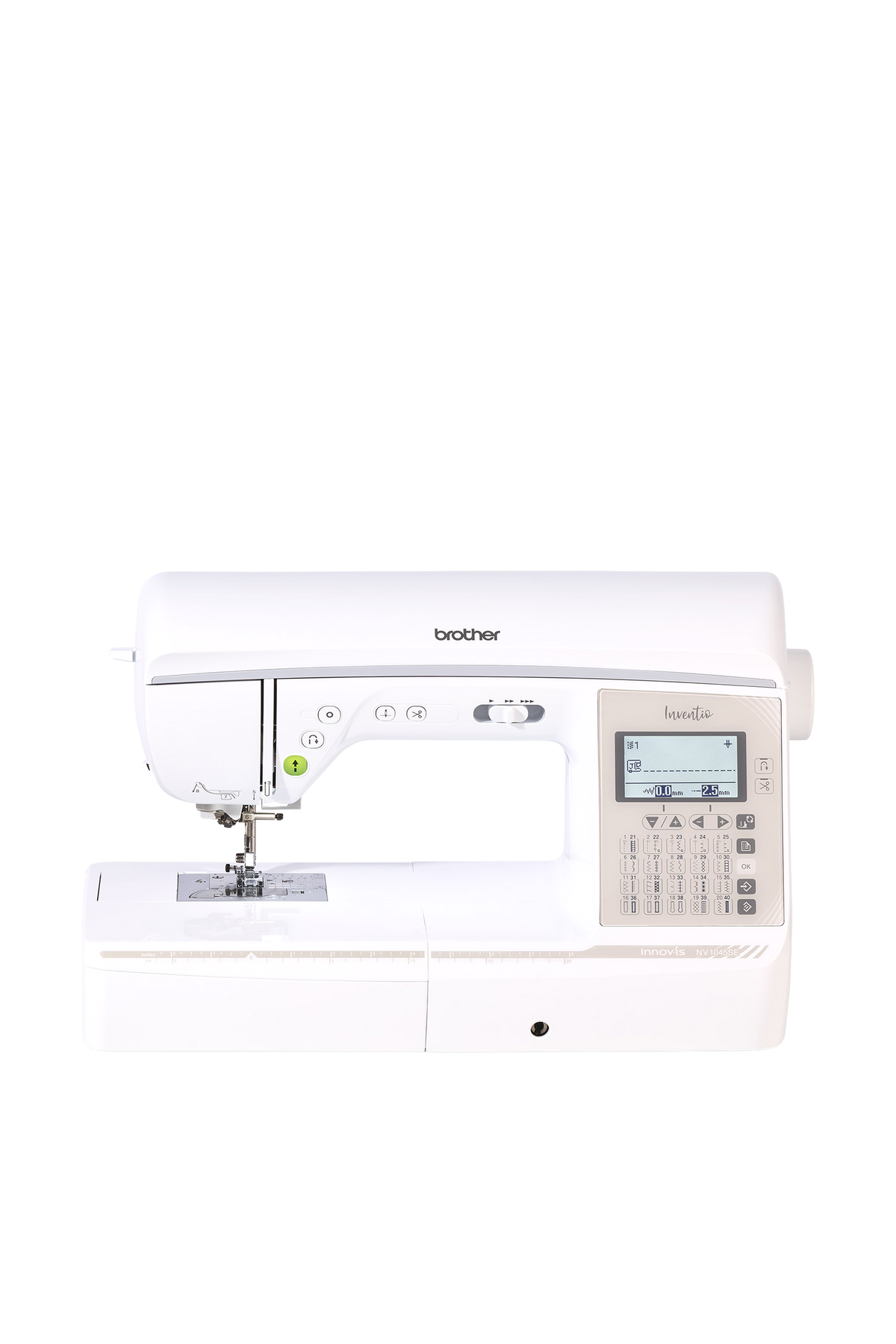 Brother Inventio NV1045 Special Edition Nähmaschine in gerader Frontansicht ohne Bodenschatten