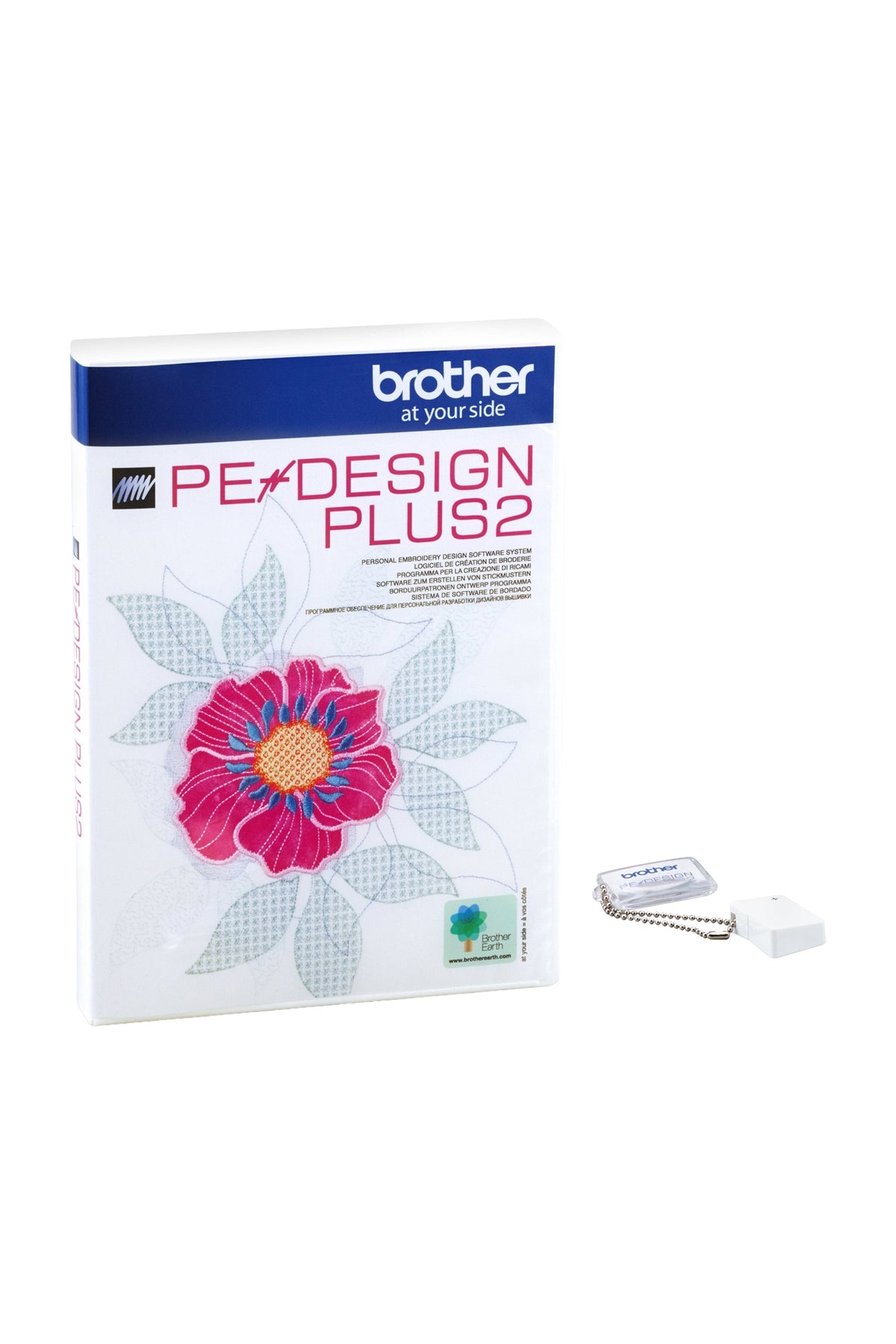 Brother PE Design Plus 2 - Borduursoftware in volledig productoverzicht, vrijgegeven in Adobe Photoshop zonder schaduwen