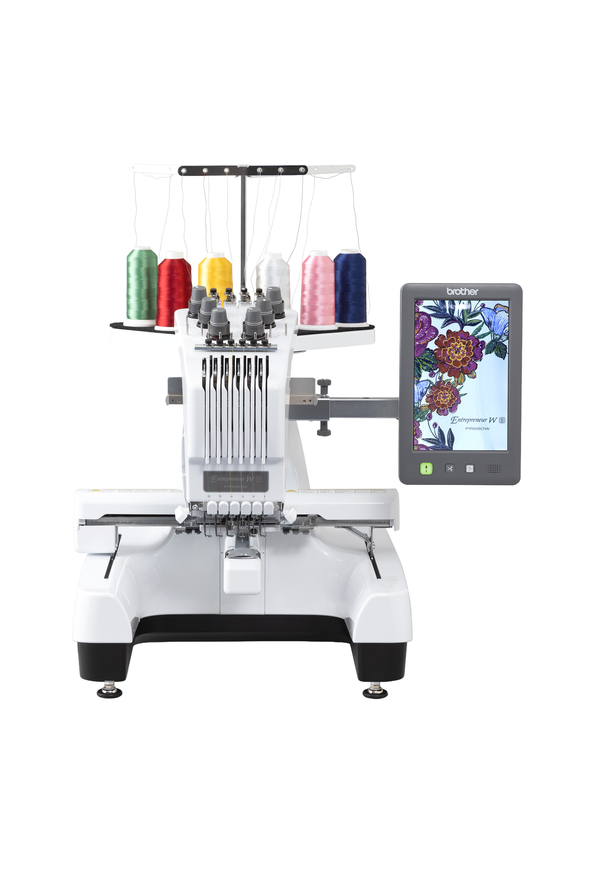 Brother PR680W Stickmaschine in gerader Frontansicht ohne Bodenschatten