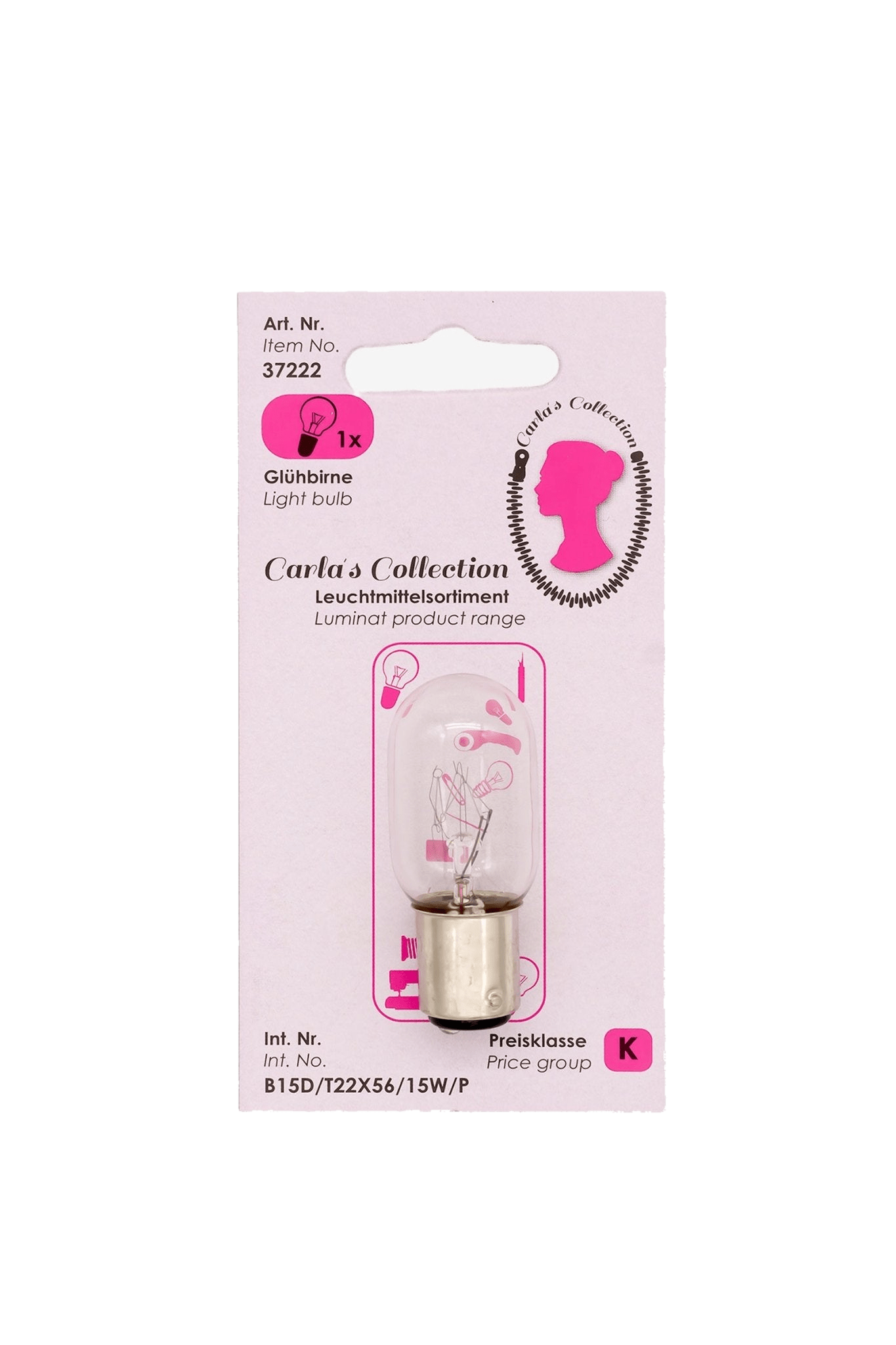 Carlas Collection Nähmaschinenlampe Steckfassung B15D, vue du produit