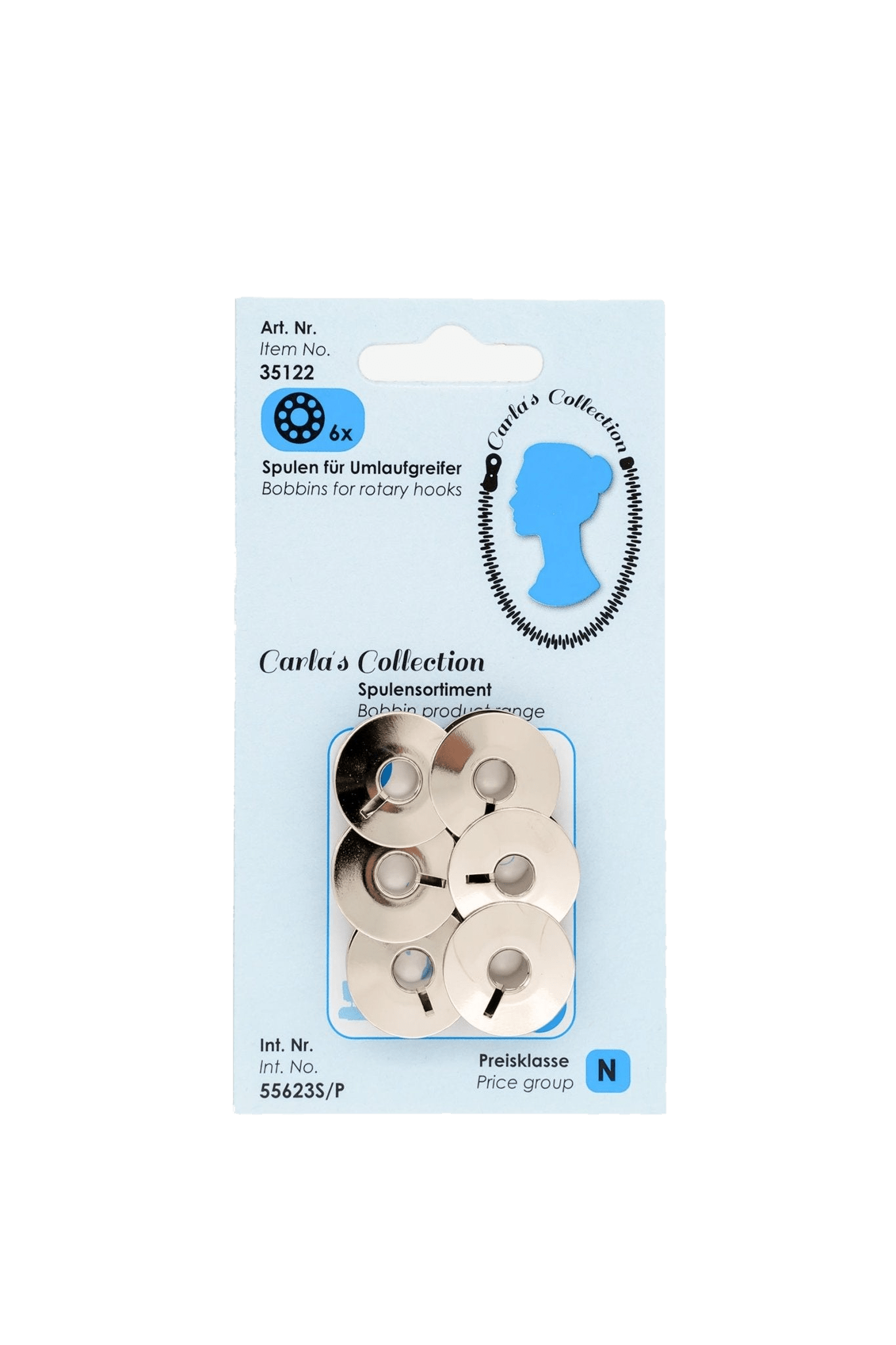 Carlas Collection Spulen für Umlaufgreifer aus Metall in Produktansicht