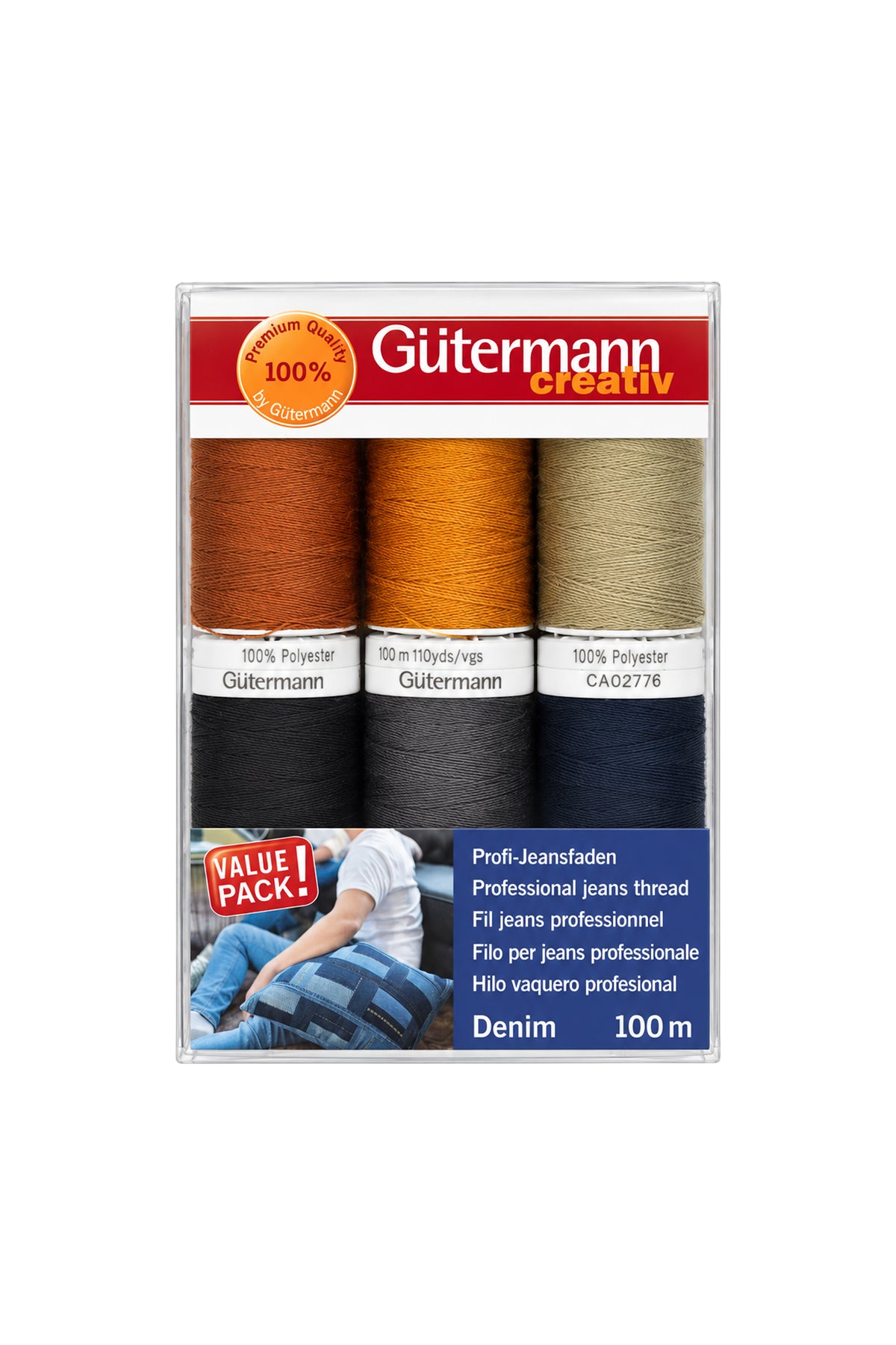 Gütermann Denim Nähfaden-Set mit sechs Spulen à 100 m