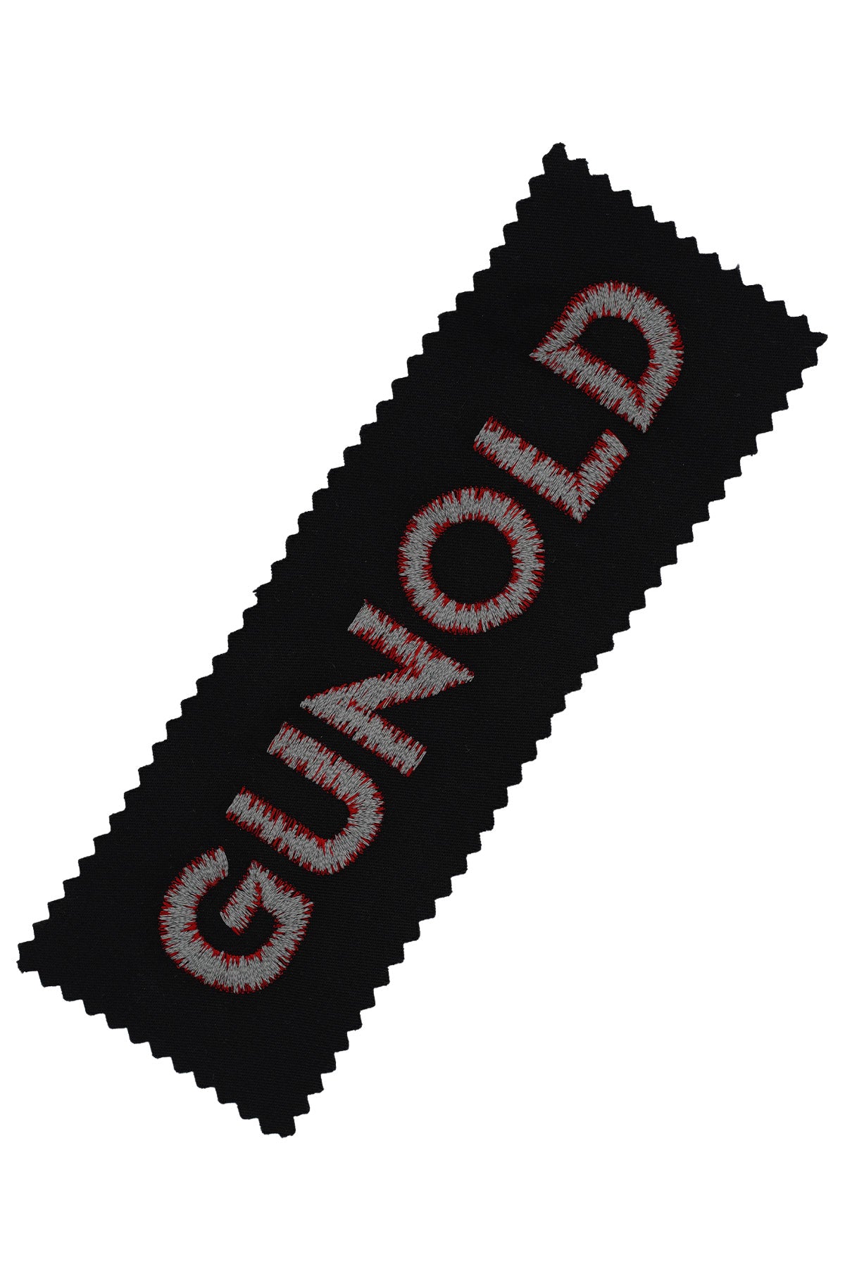Stickbeispiel mit reflektierendem GUNOLD REFLECTIVE 30 Garn auf schwarzem Stoff