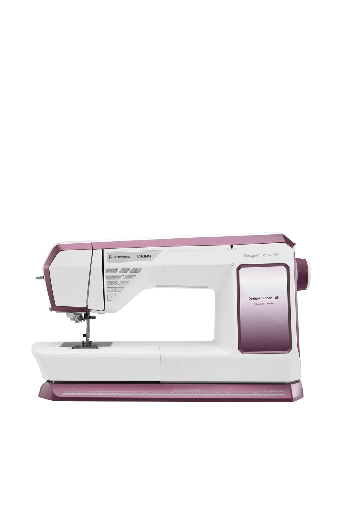 Husqvarna VIKING Designer Topaz 65 sy- og broderimaskine set lige forfra, fritstående uden skygge fra underlaget