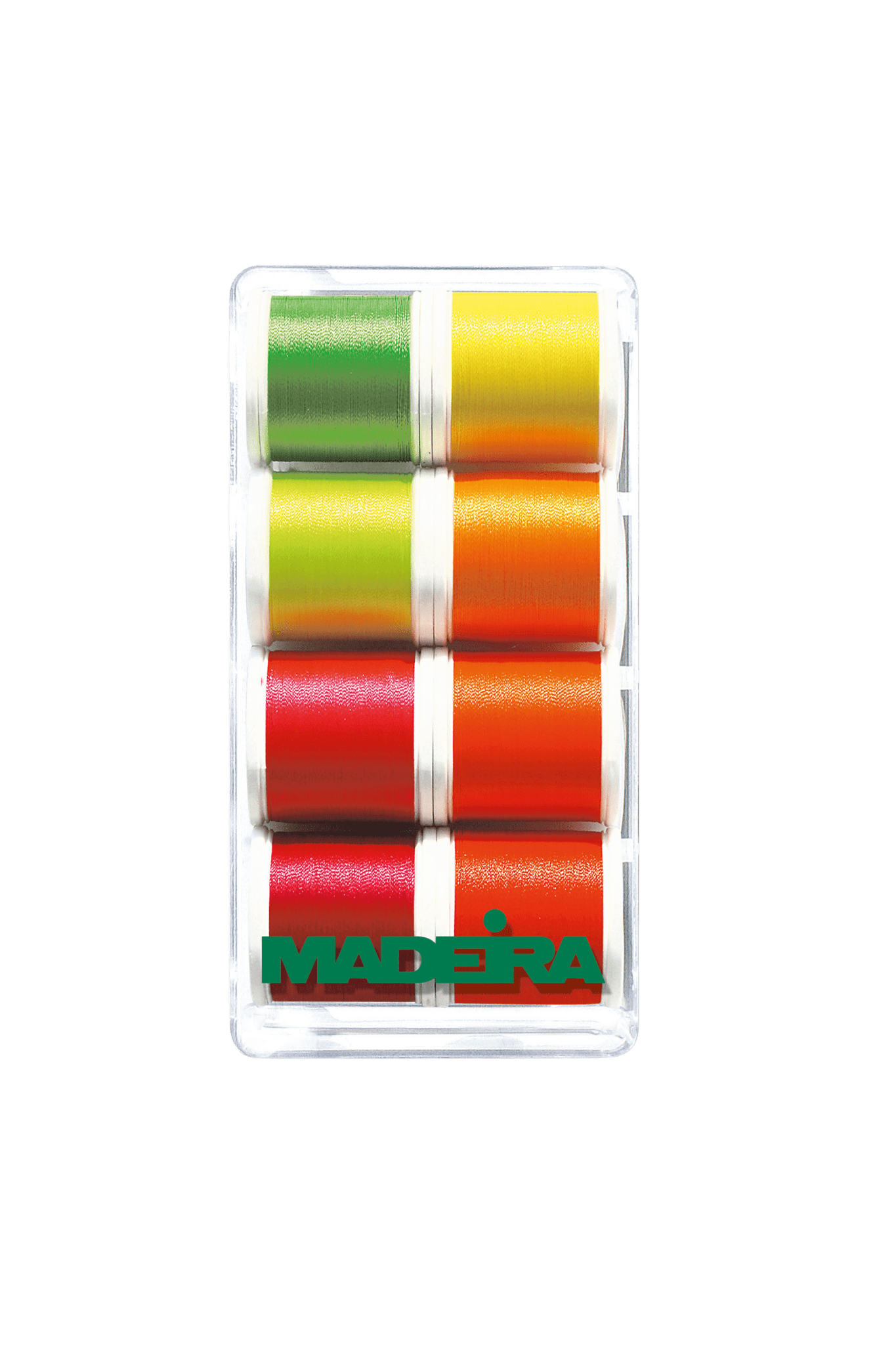Madeira Polyneon 40 Neon Garnbox 8018 mit acht leuchtenden 400-m-Garnspulen