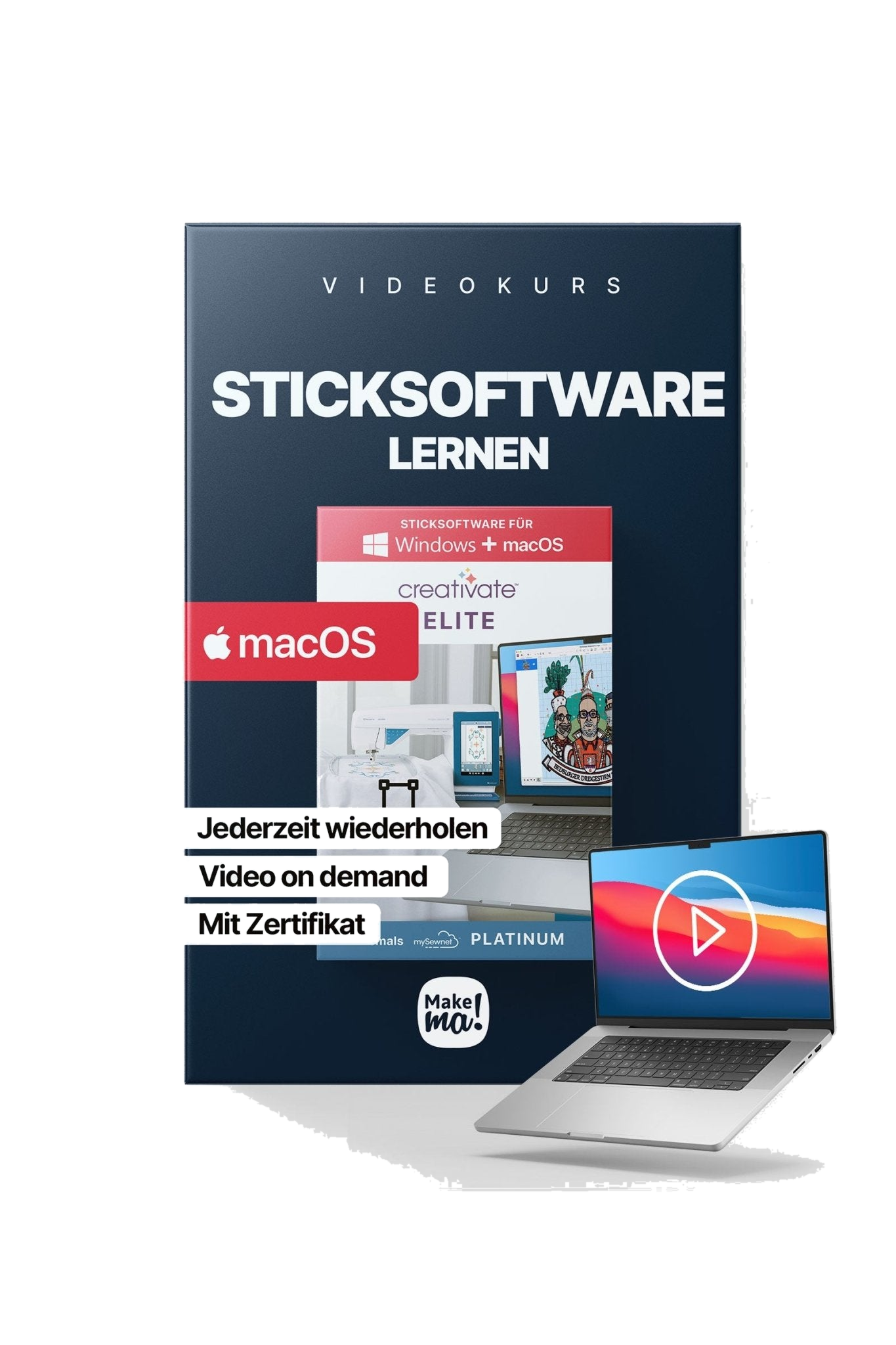 Videokurs zu PREMIER+ 2 ULTRA / mySewnet Platinum / creativate Elite für Mac, vue du produit