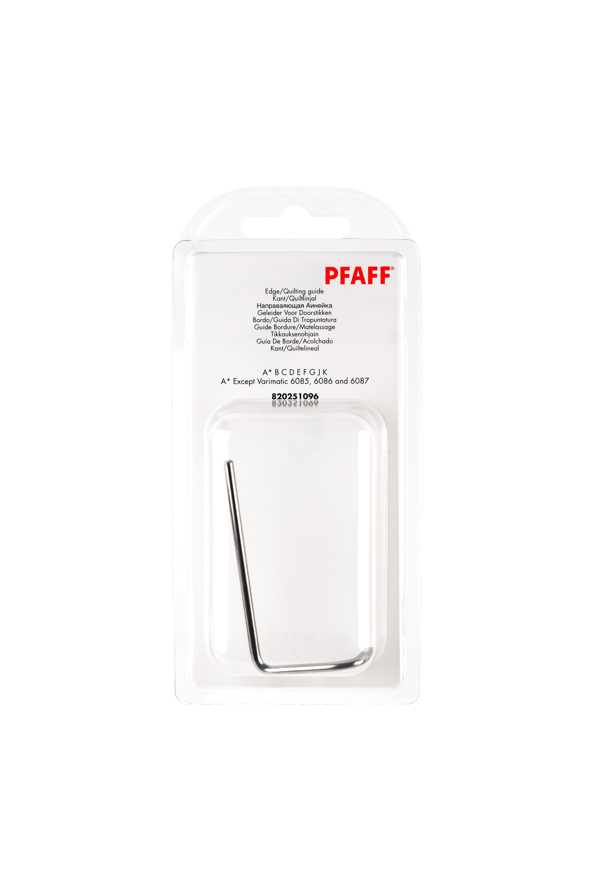 PFAFF kantstyringslineal J K L i komplet originalemballage, set forfra med synlig metallineal