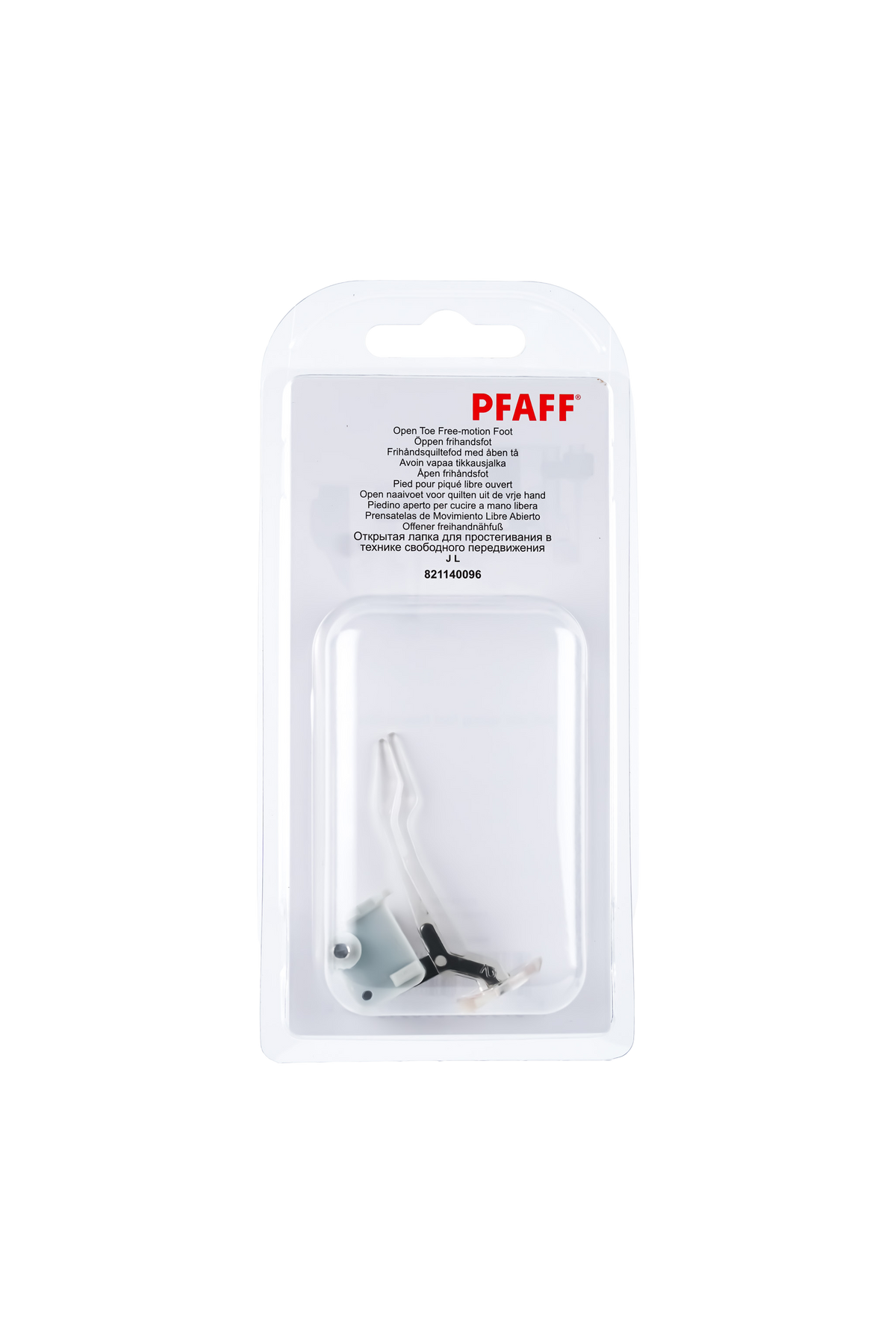 PFAFF Offener Freihandnähfuß J L in Originalverpackung von vorne