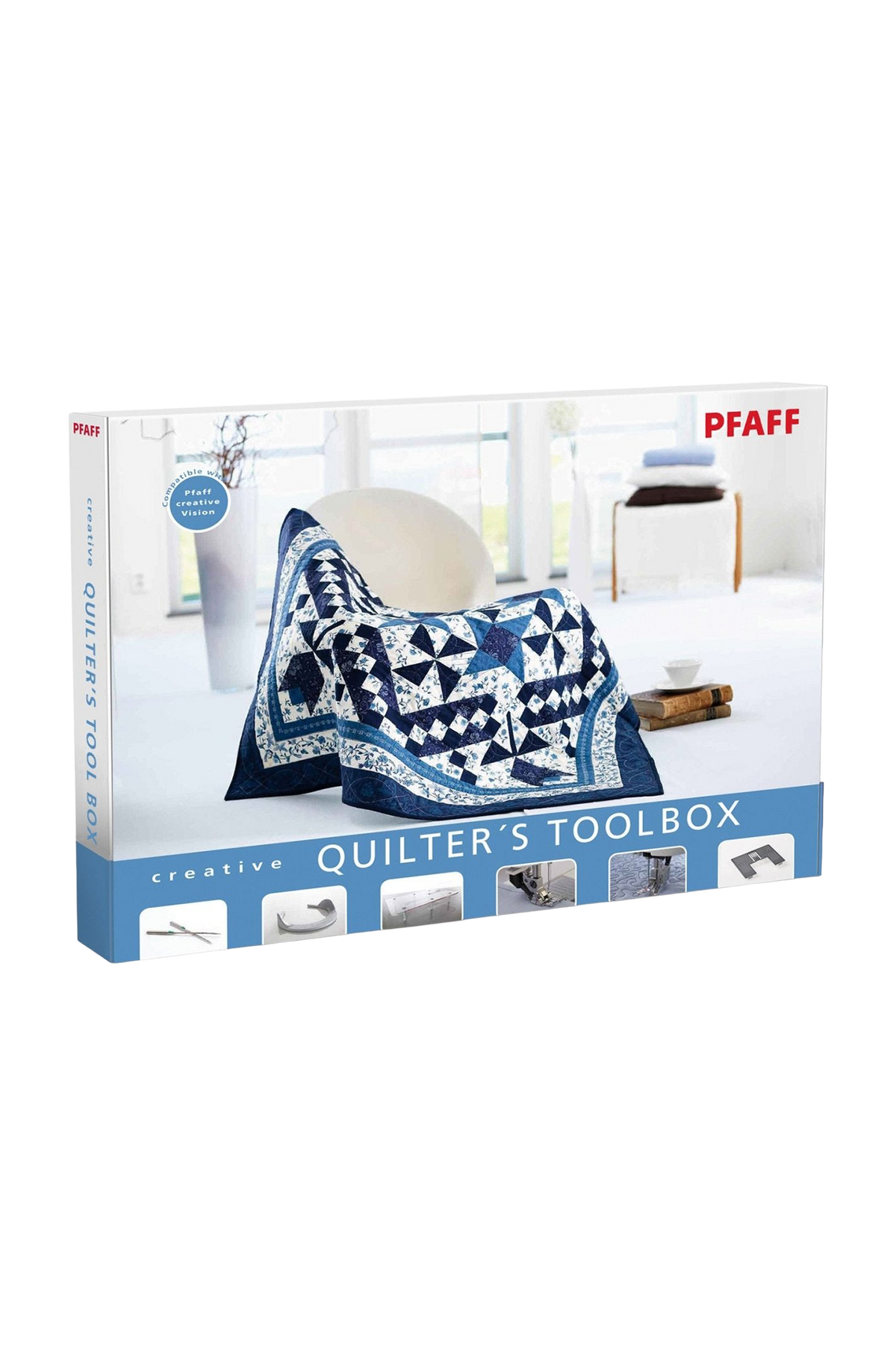 PFAFF - Quilters Toolbox (J) in vollständiger Produktansicht, in Adobe Photoshop freigestellt ohne Schatten