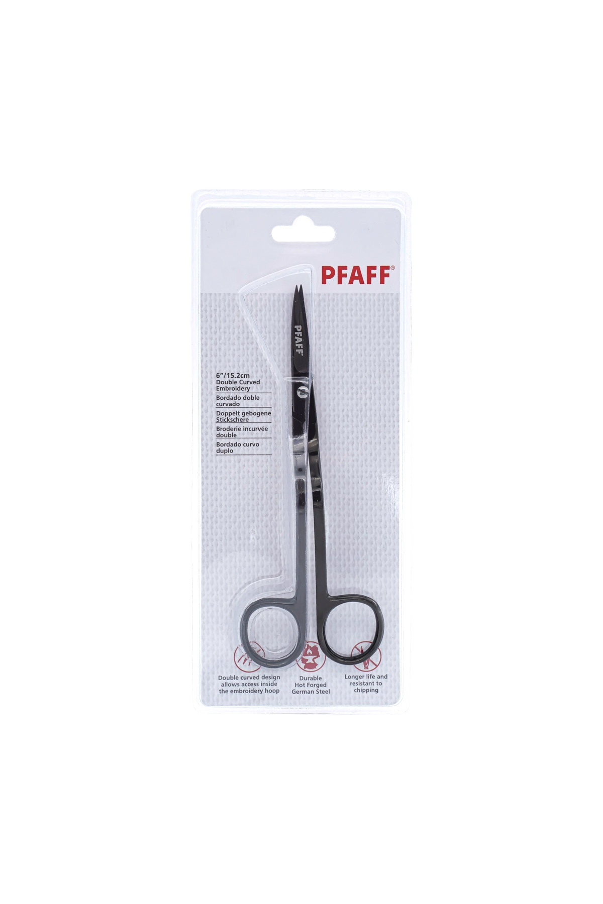PFAFF zweifach gebogene Stickschere, 15,2 cm, in vollständiger Originalverpackung