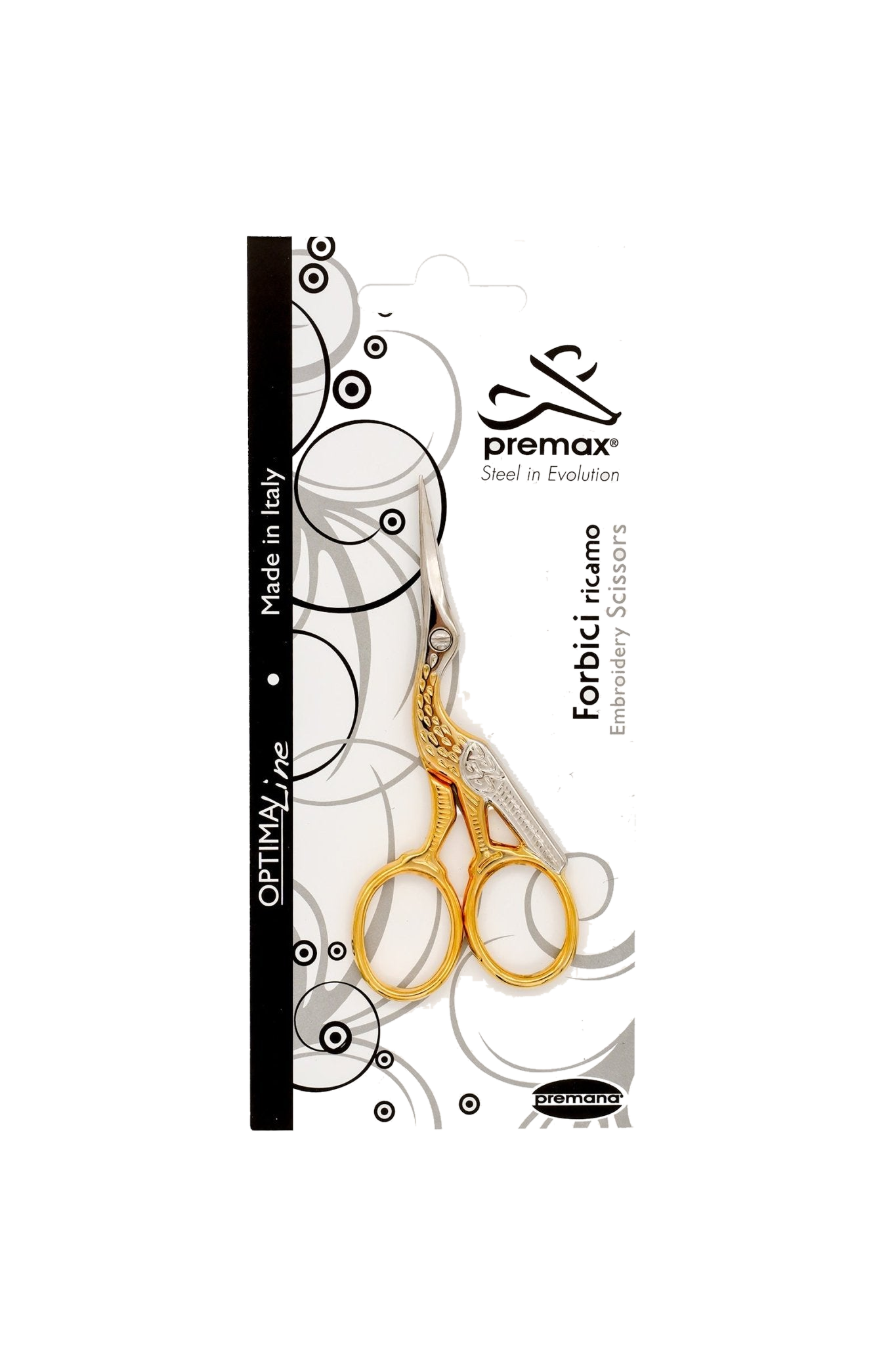 Primax Stickschere Storch (gold/farbig) OptimaLine in Produktansicht