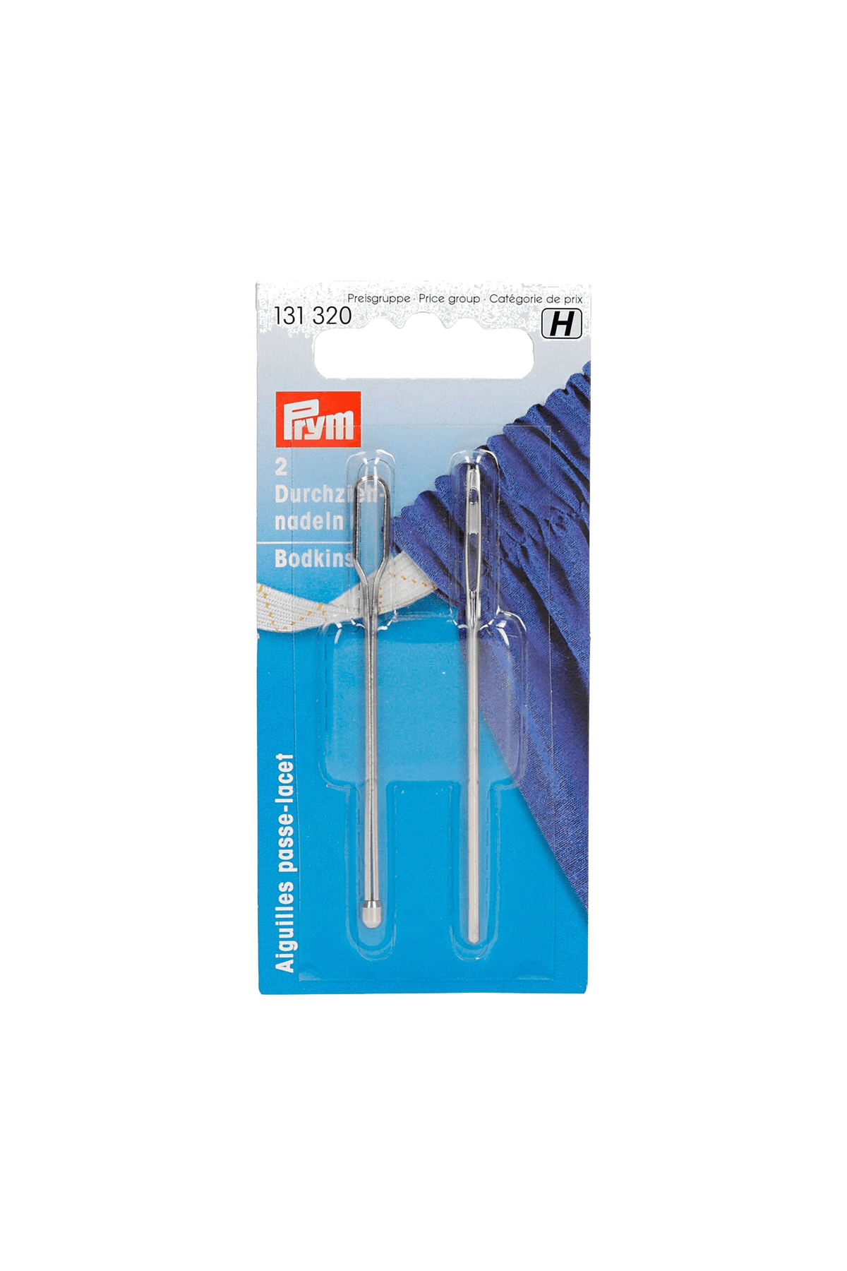 PRYM Durchziehnadeln in vollständiger Produktansicht, in Adobe Photoshop freigestellt ohne Schatten