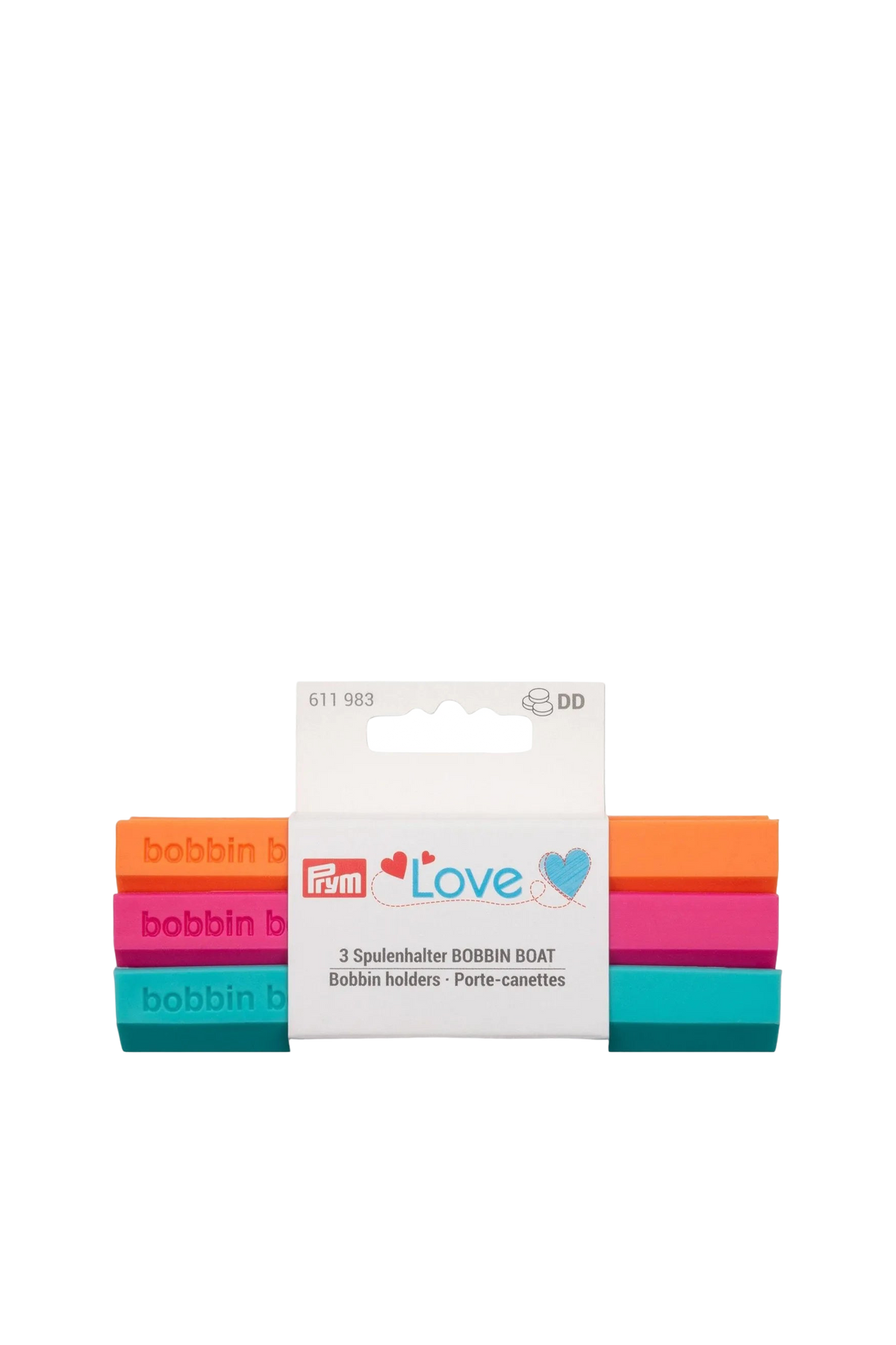 PRYM Love BOBBIN BOAT Spulenhalter mit drei farbigen Spulenhaltern