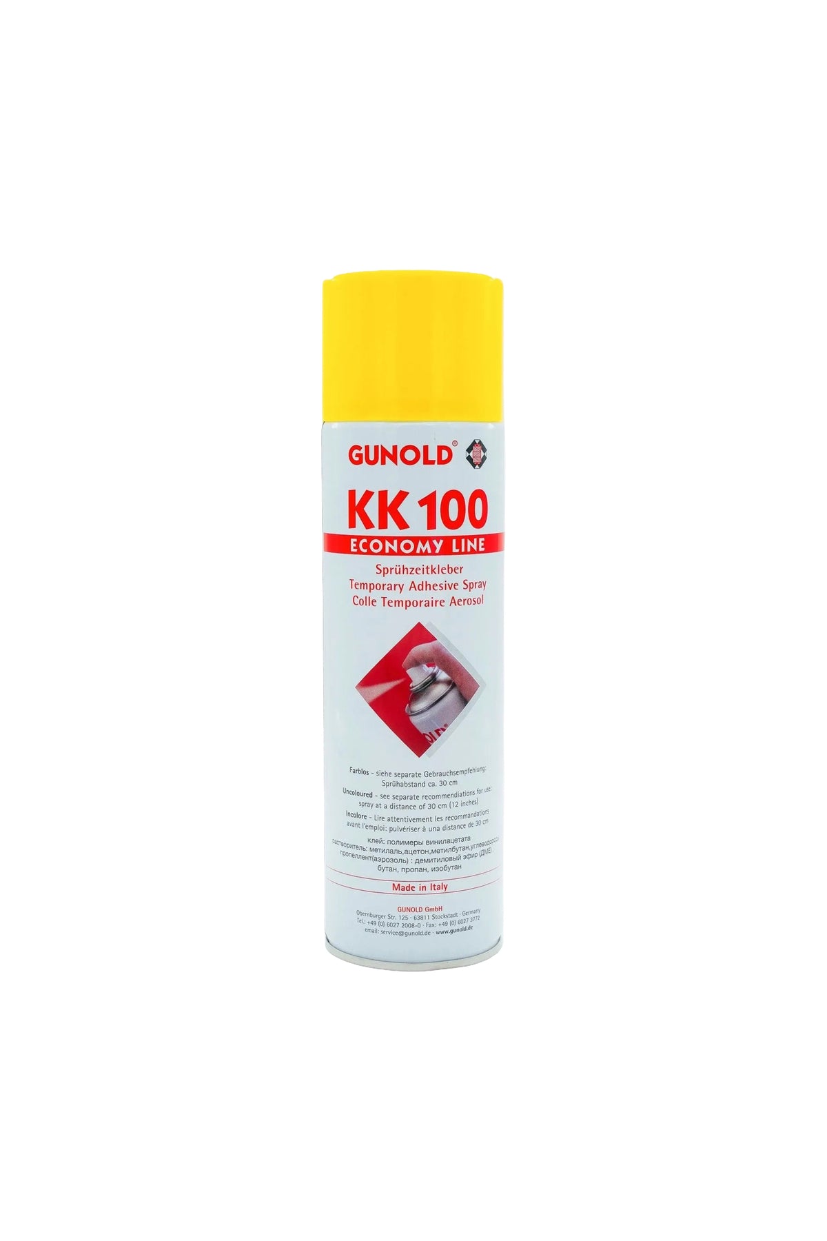 Gunold KK 100 Sprühzeitkleber in weißer Dose mit gelber Kappe