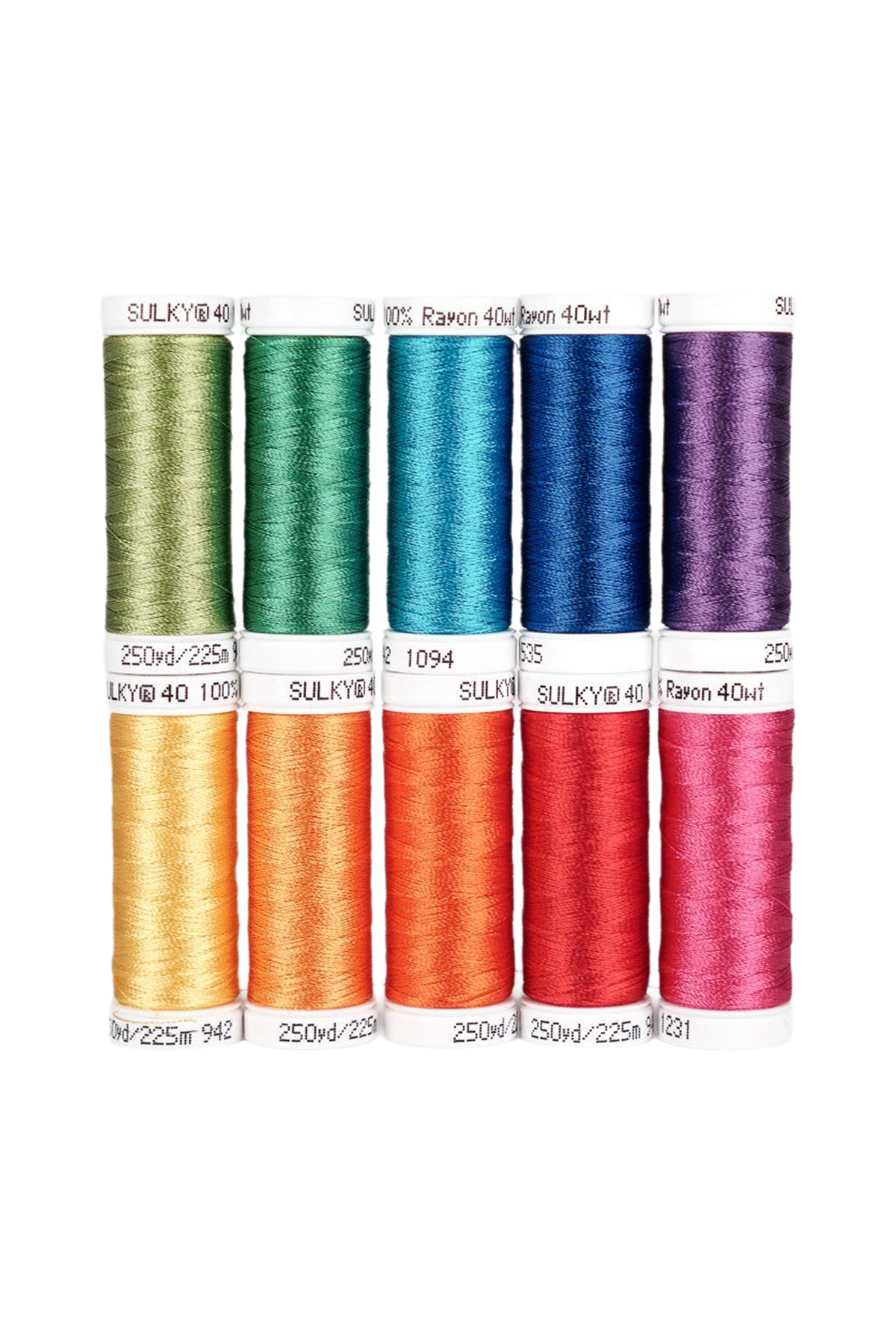 Ti SULKY Rayon 40 Snap-spoler fra COLOUR POP-sættet i klare farver