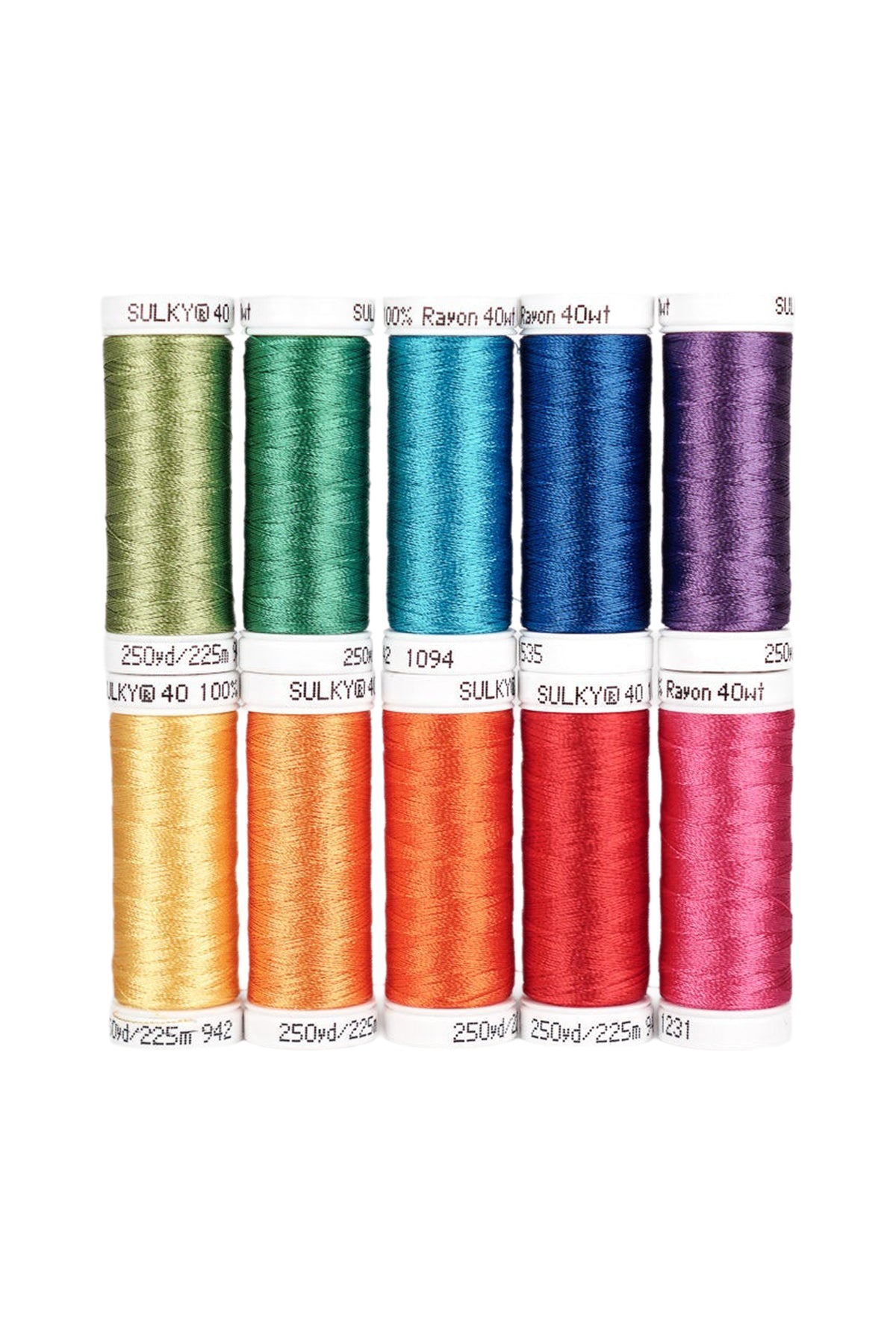 Zehn SULKY Rayon 40 Snap-Spulen des Sets COLOUR POP in leuchtenden Farben