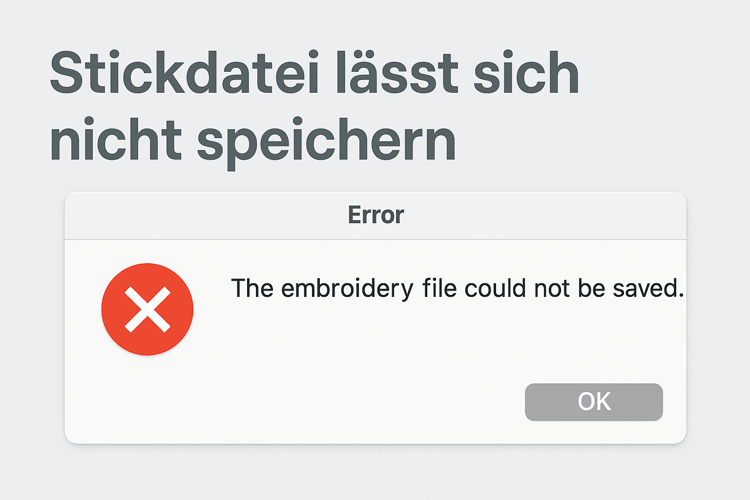 Stickdatei lässt sich nicht speichern - Make ma!