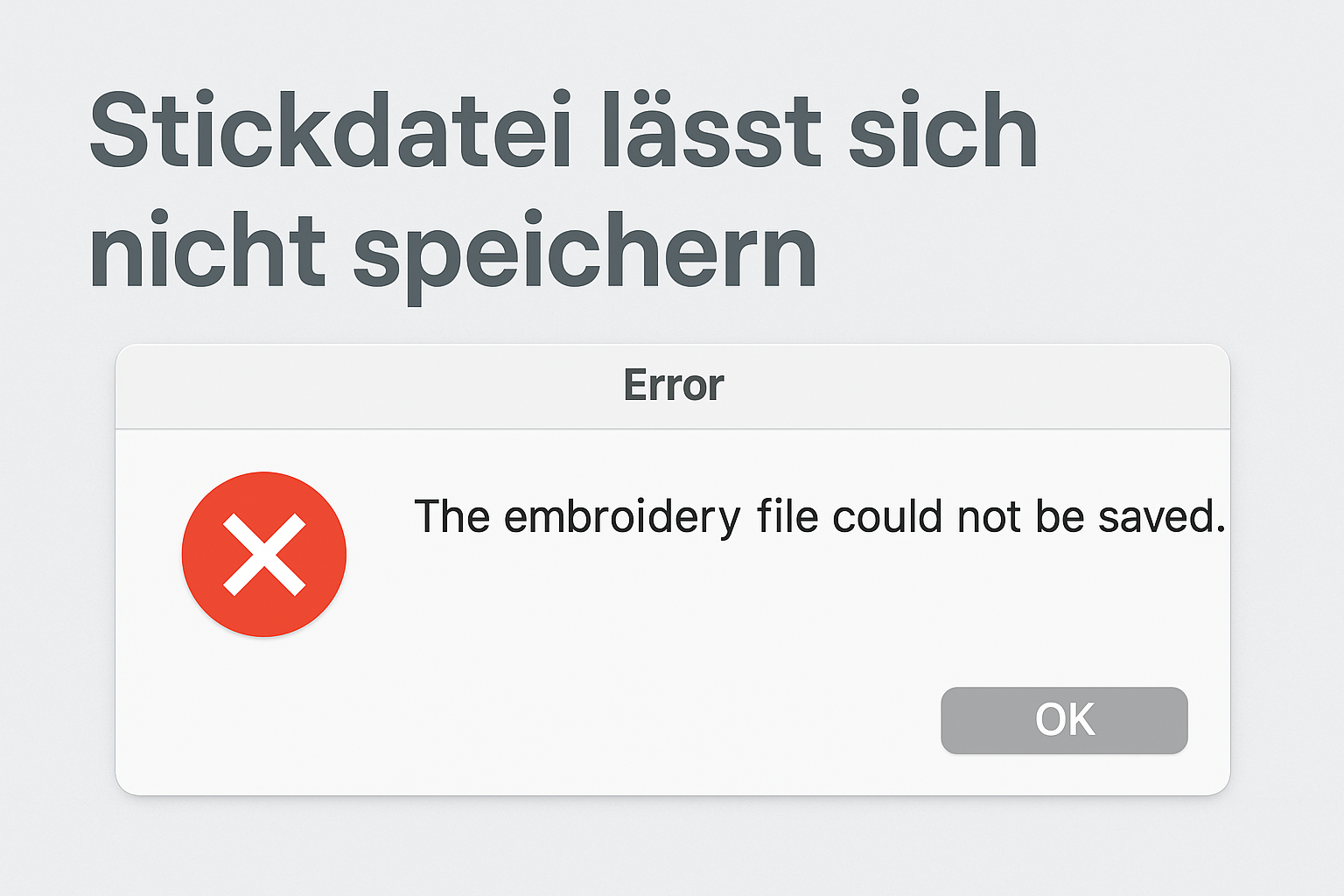 Stickdatei lässt sich nicht speichern