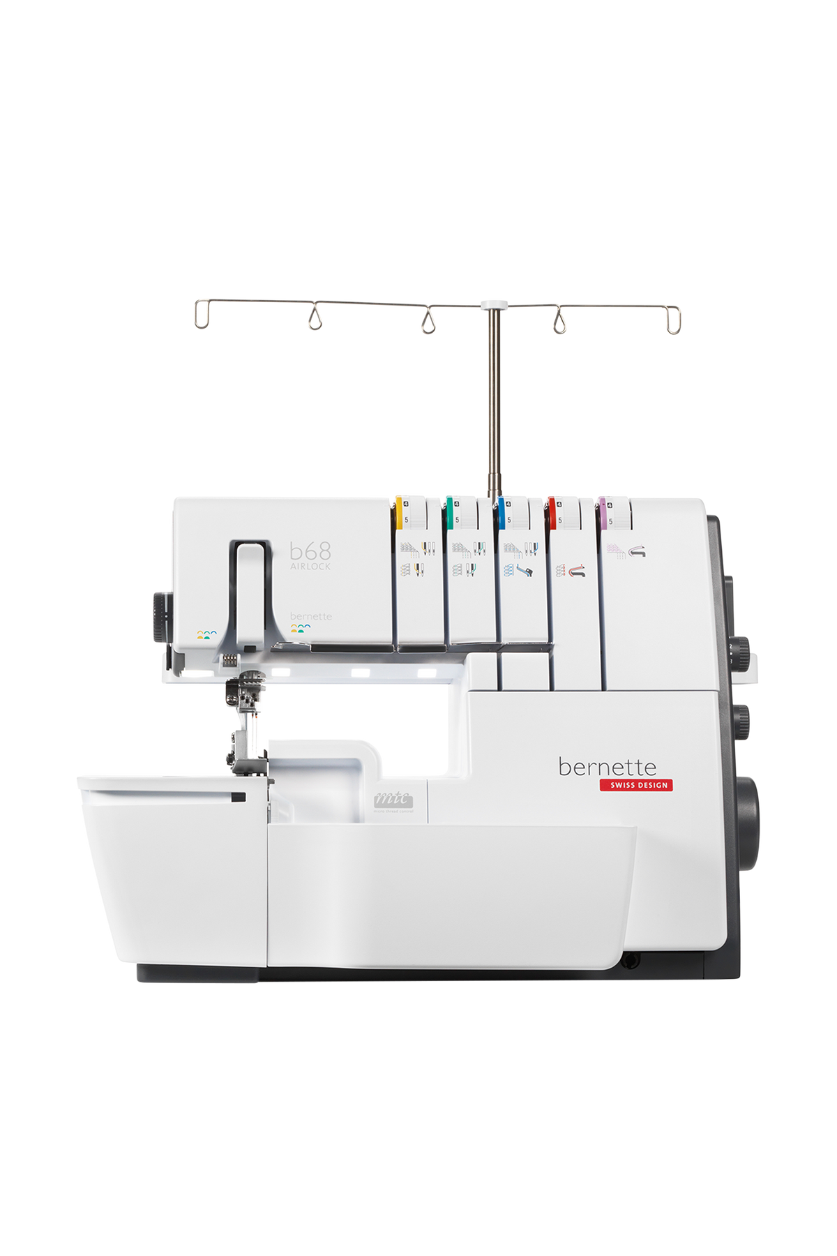 bernette b68 AIRLOCK Overlock- und Coverstichmaschine in gerader Frontansicht