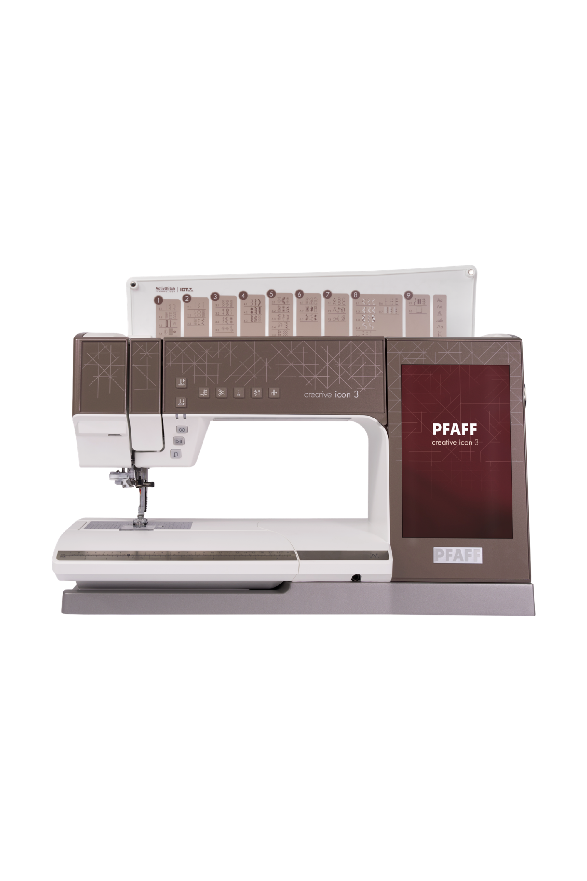 PFAFF creative icon 3 ohne Stickmodul in gerader Frontansicht