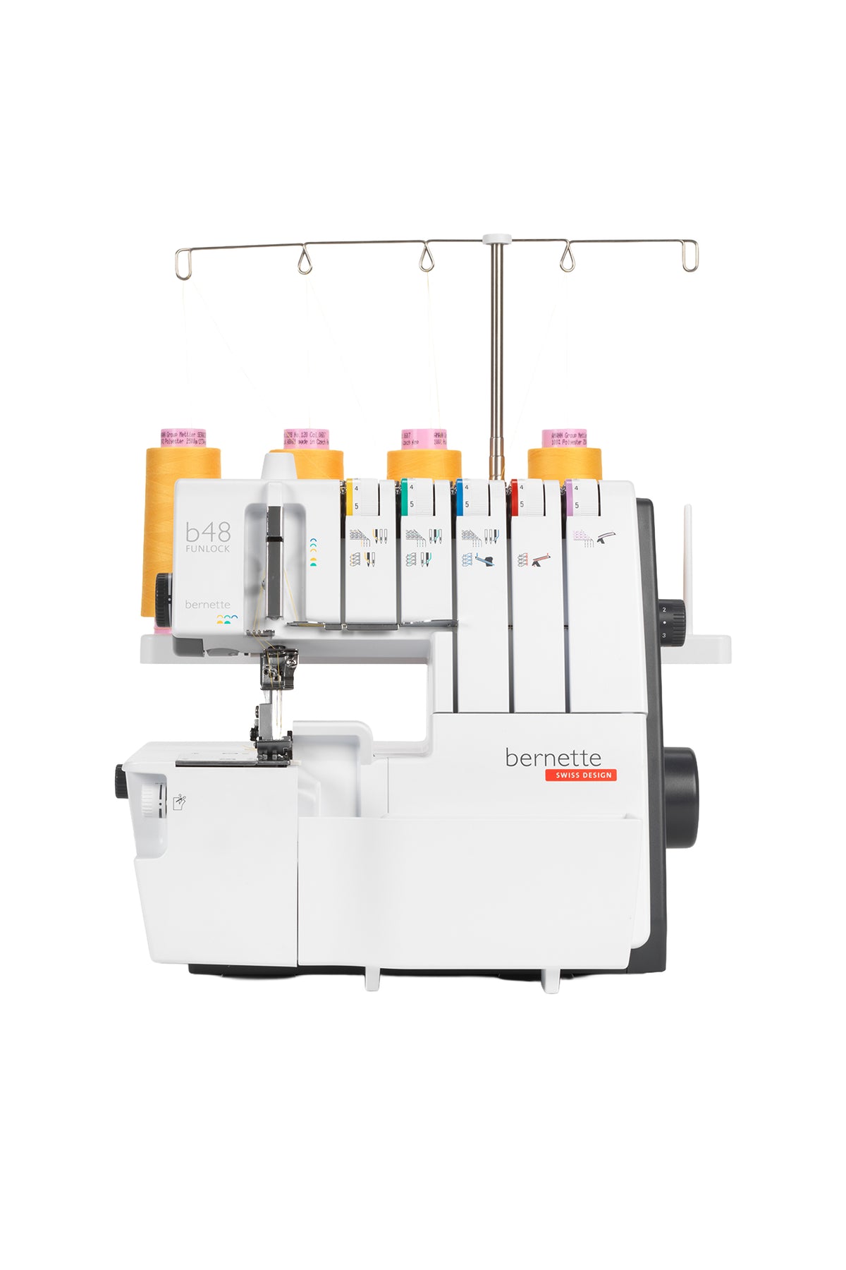 bernette b48 FUNLOCK in front view with thread cones