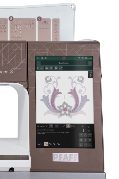 Exakte Positionierung eines Stickmotivs auf dem Display der PFAFF creative icon 3